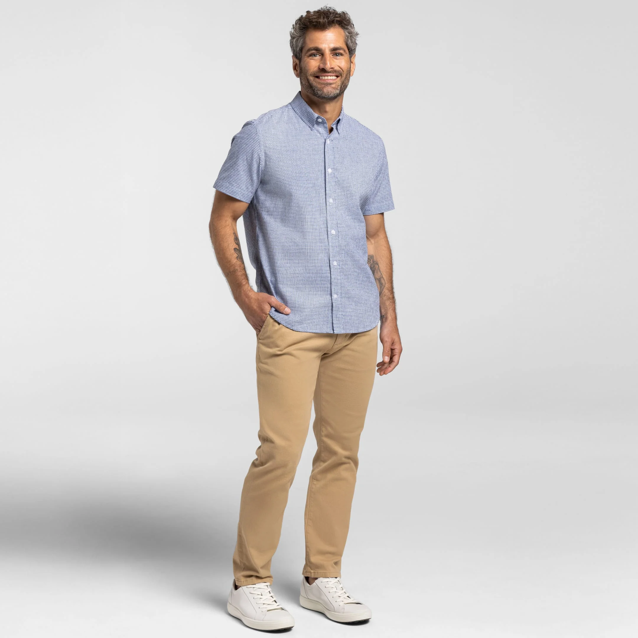 Irving Blue Check Short Sleeve Shirt - Image 6