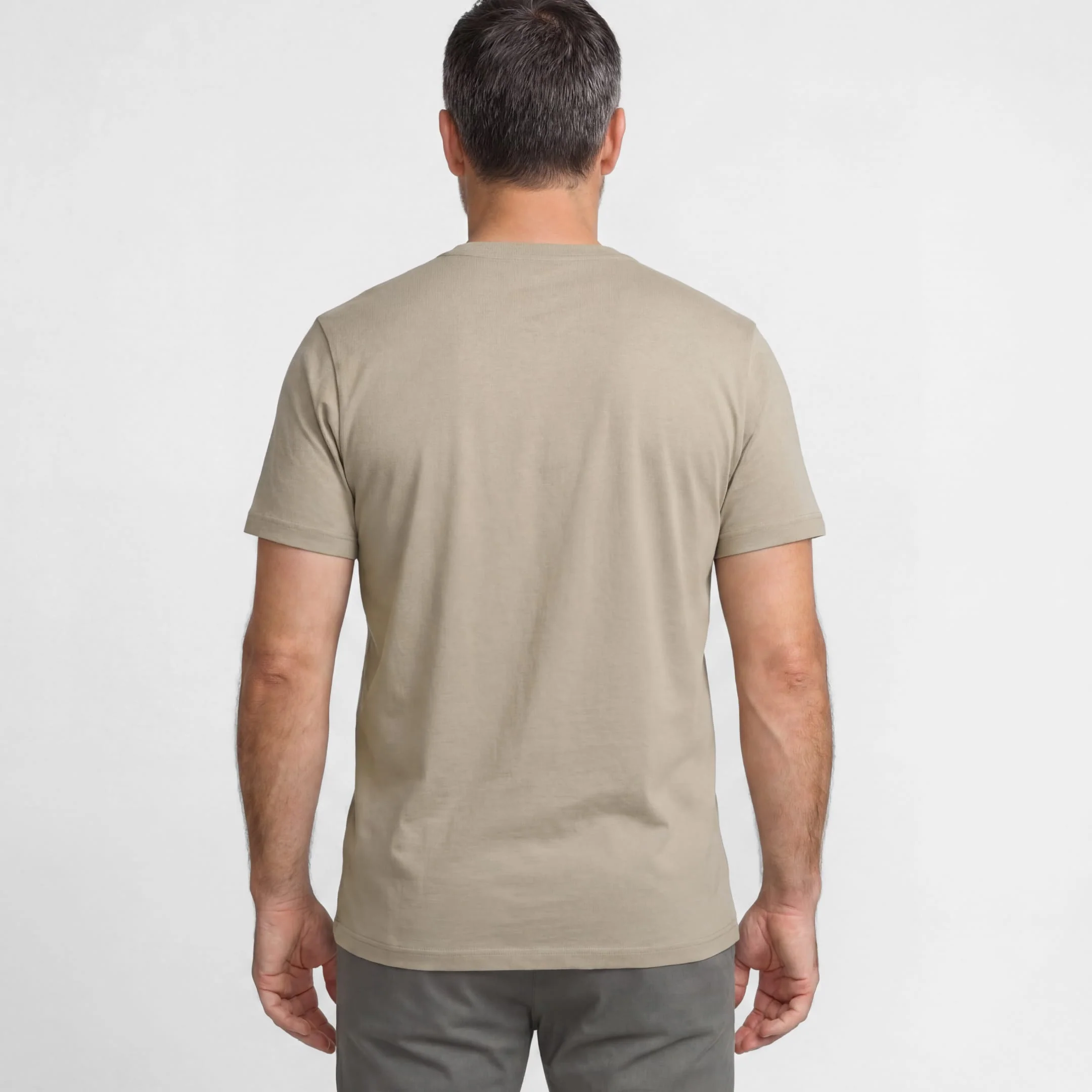 Khaki Pima Cotton Crew Neck Tee - Image 3