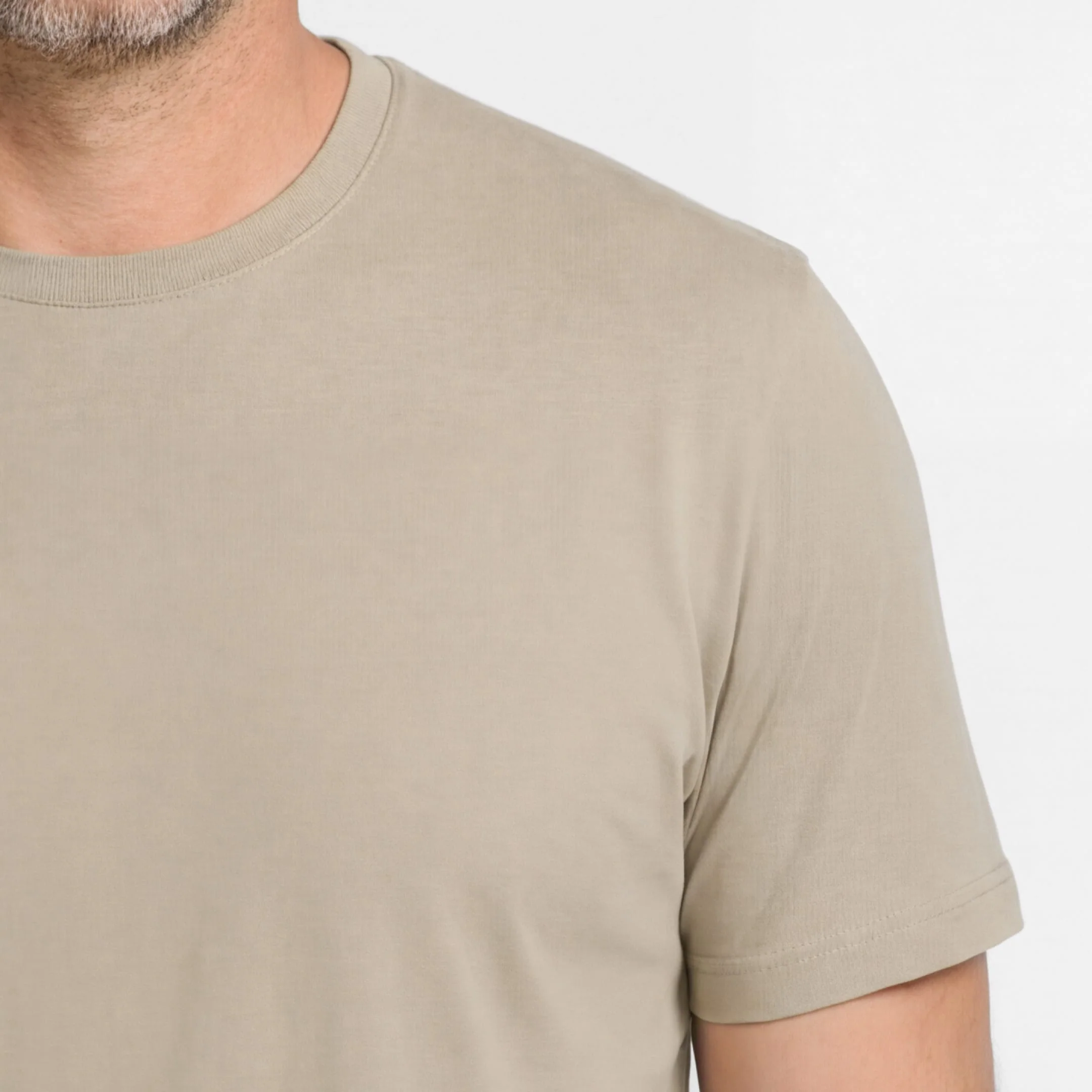 Khaki Pima Cotton Crew Neck Tee - Image 5