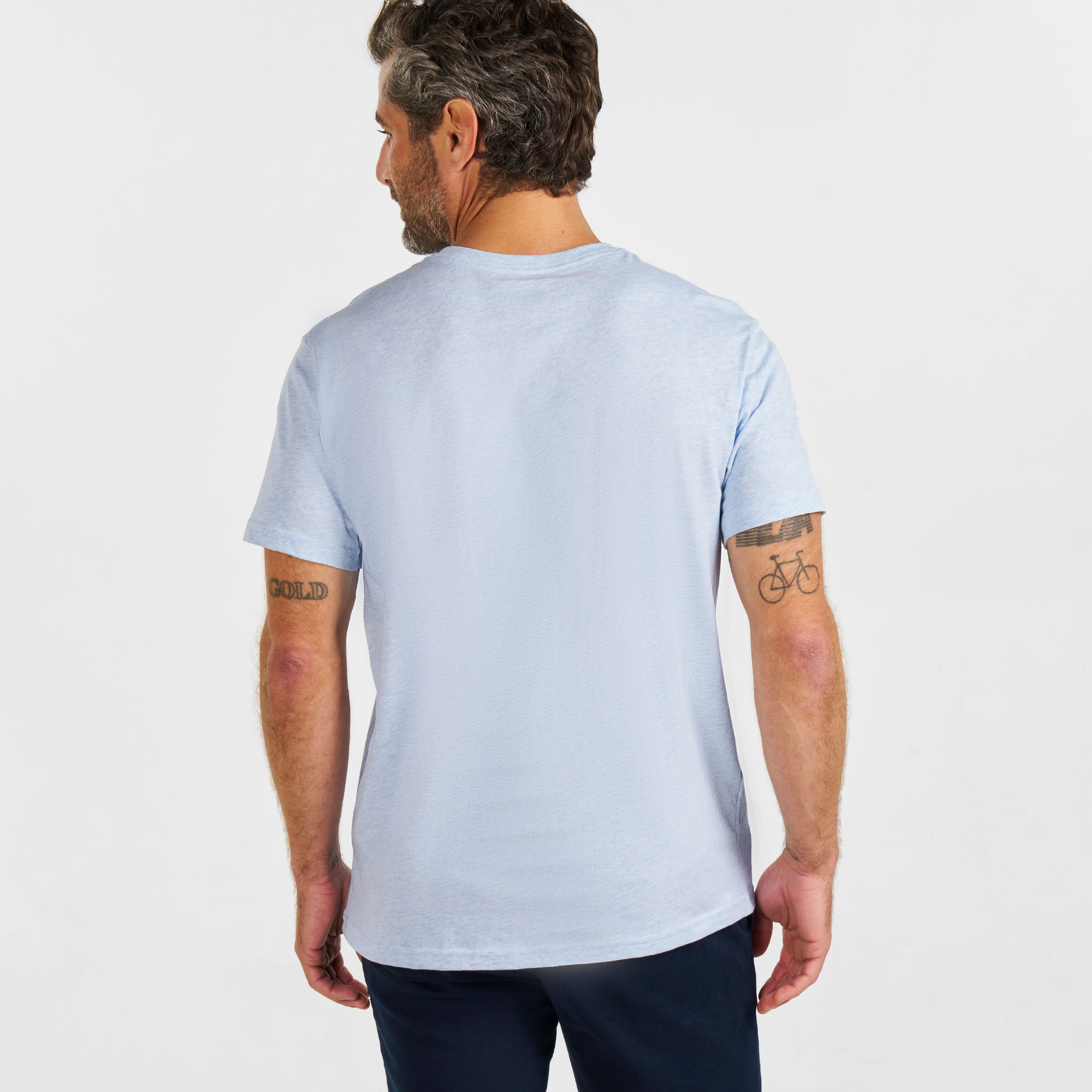 Light Blue Melange Short Sleeve Henley - Image 3