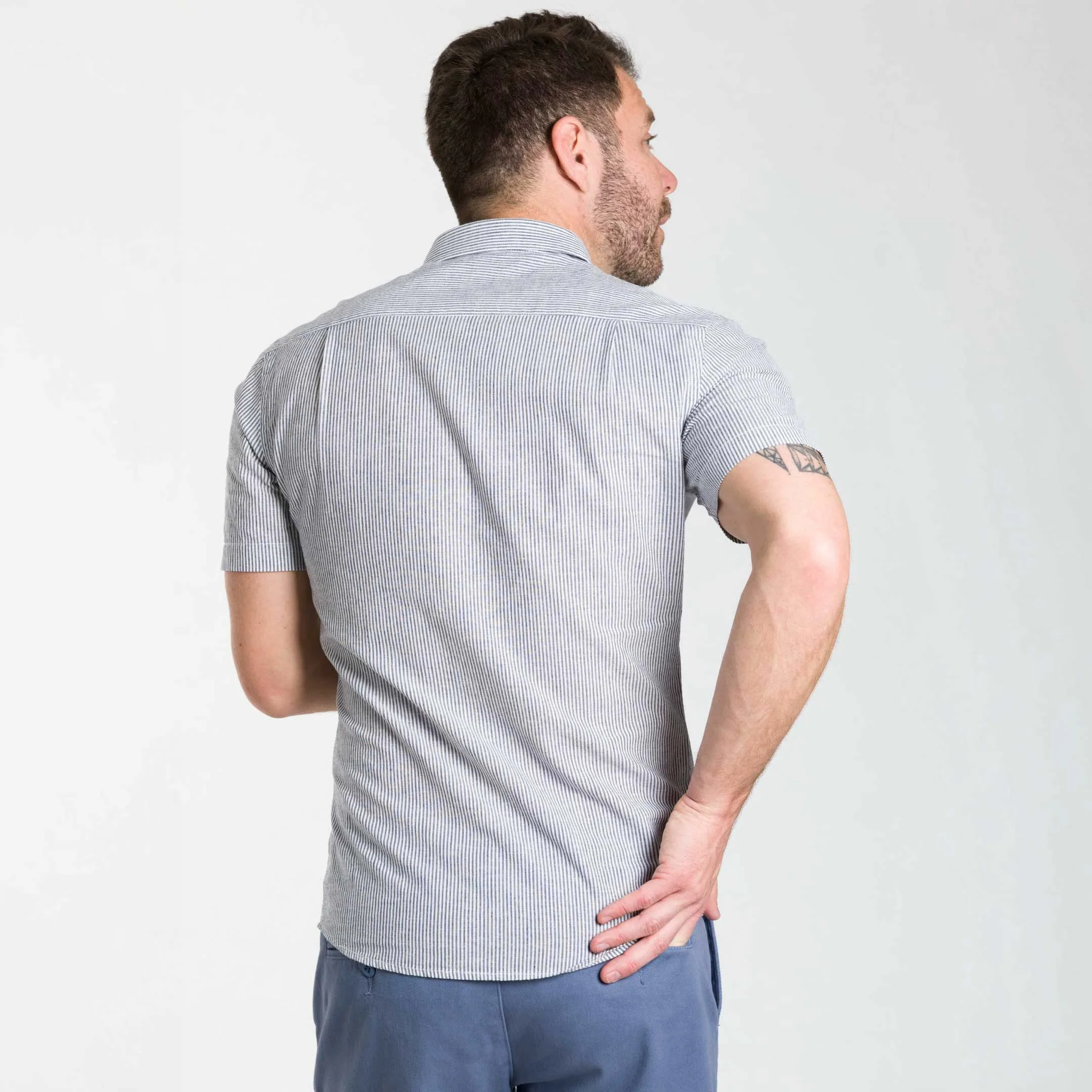Linen Stripes Short Sleeve Shirt - Image 4