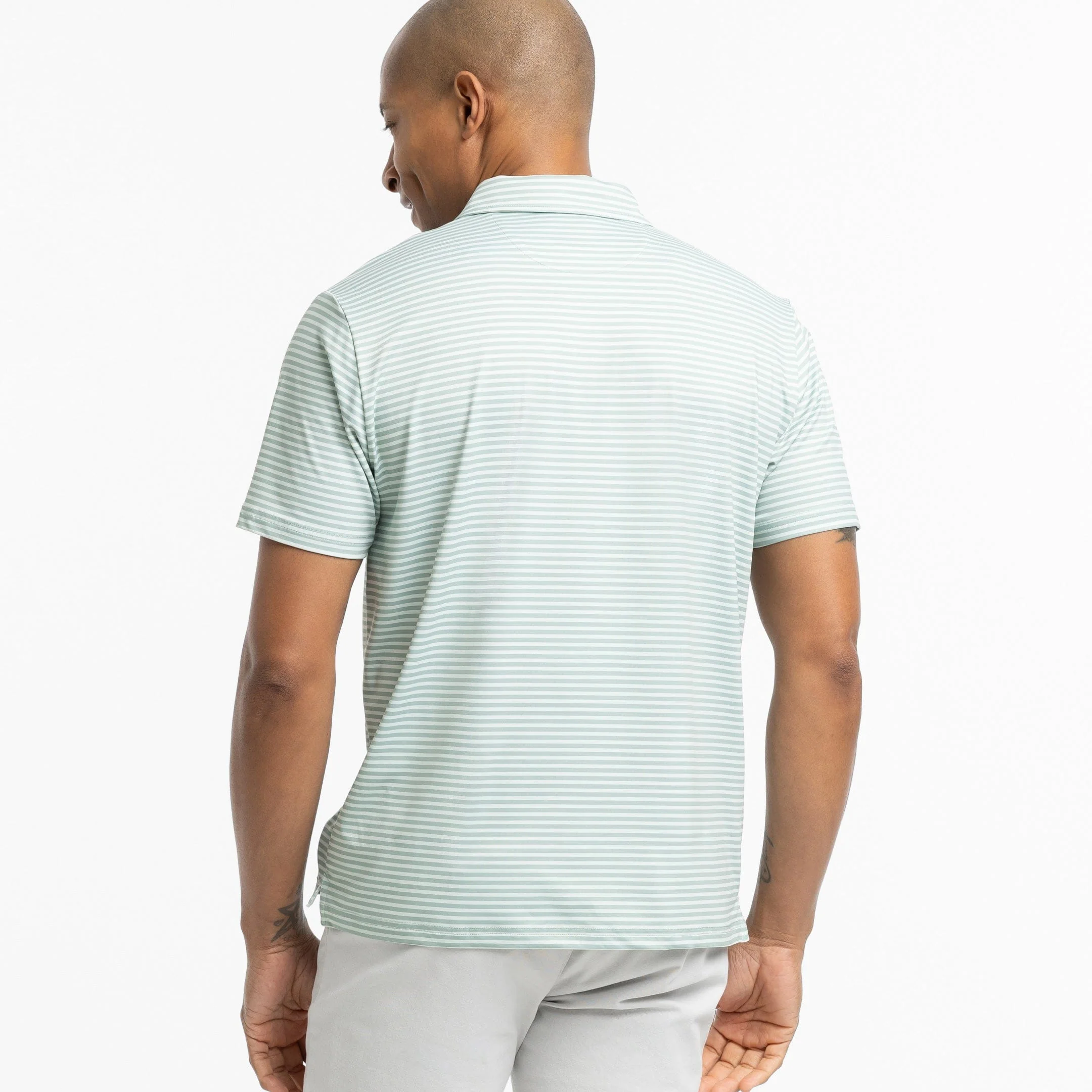 Mint Stripe Tech Polo - Image 3