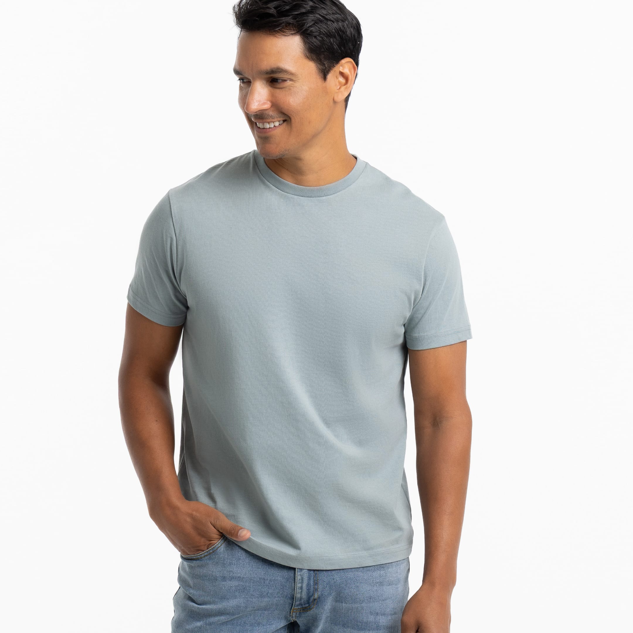 Muted Blue Crew Neck Tee