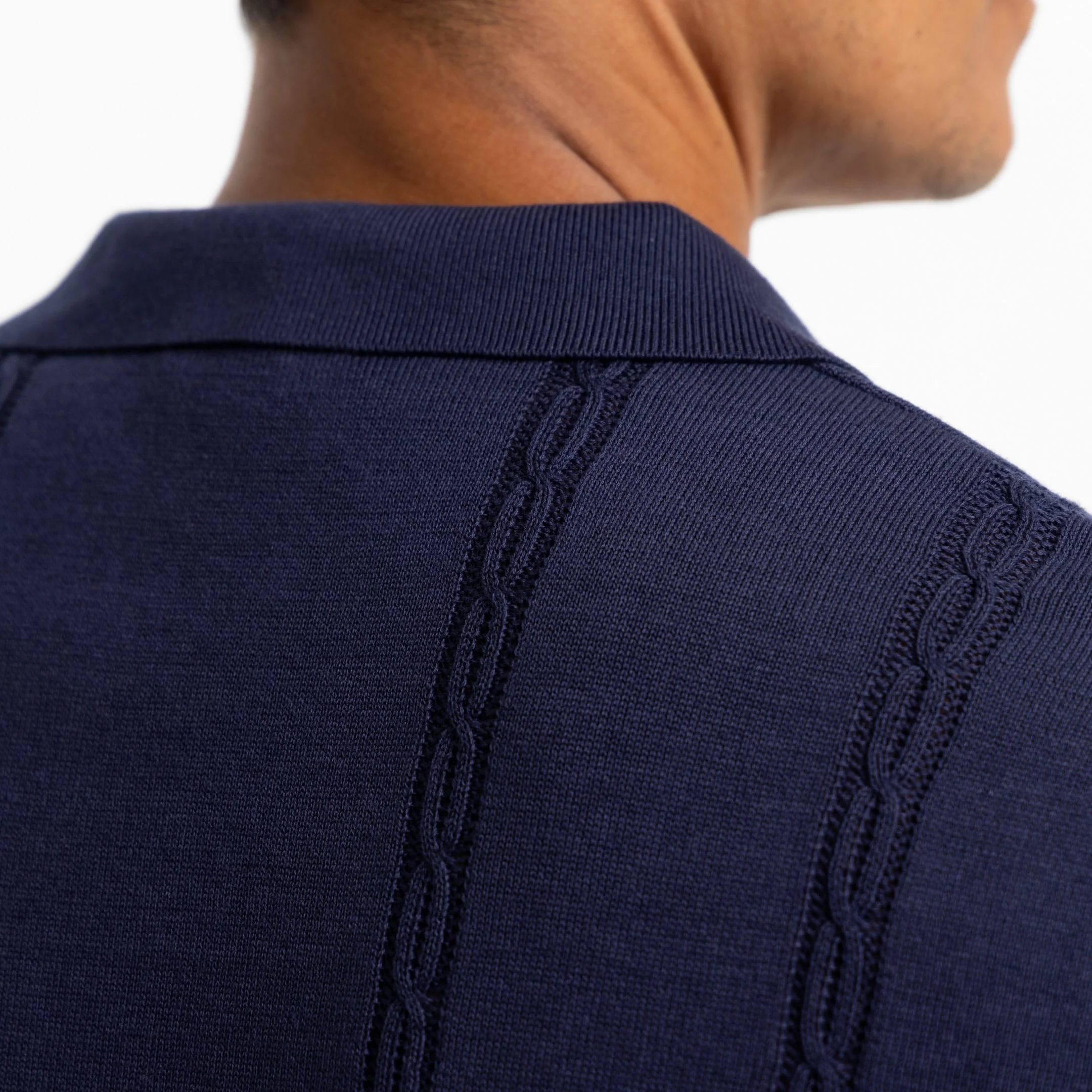 Navy Cable Knit Polo - Image 5