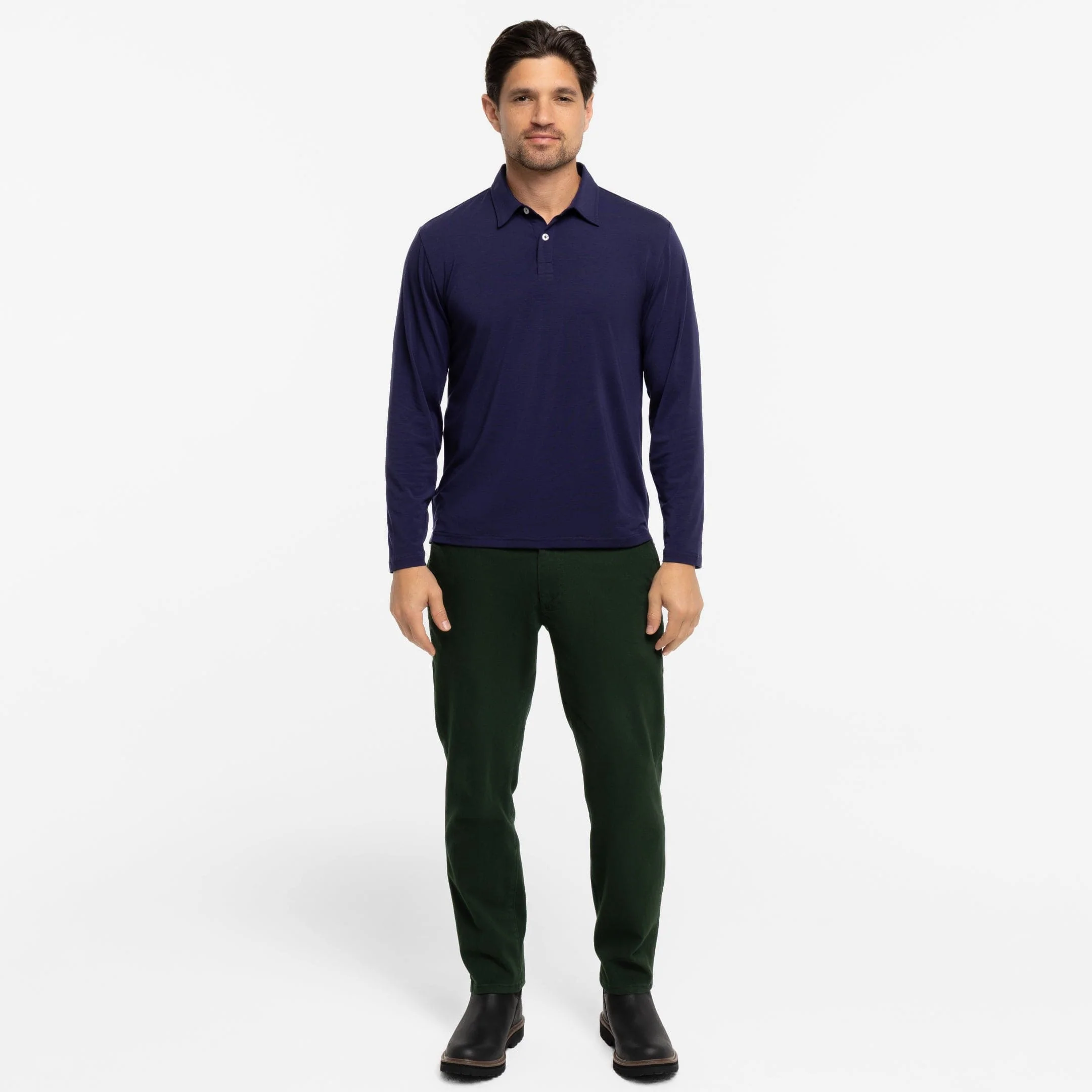 Navy Long Sleeve Tech Polo - Image 6
