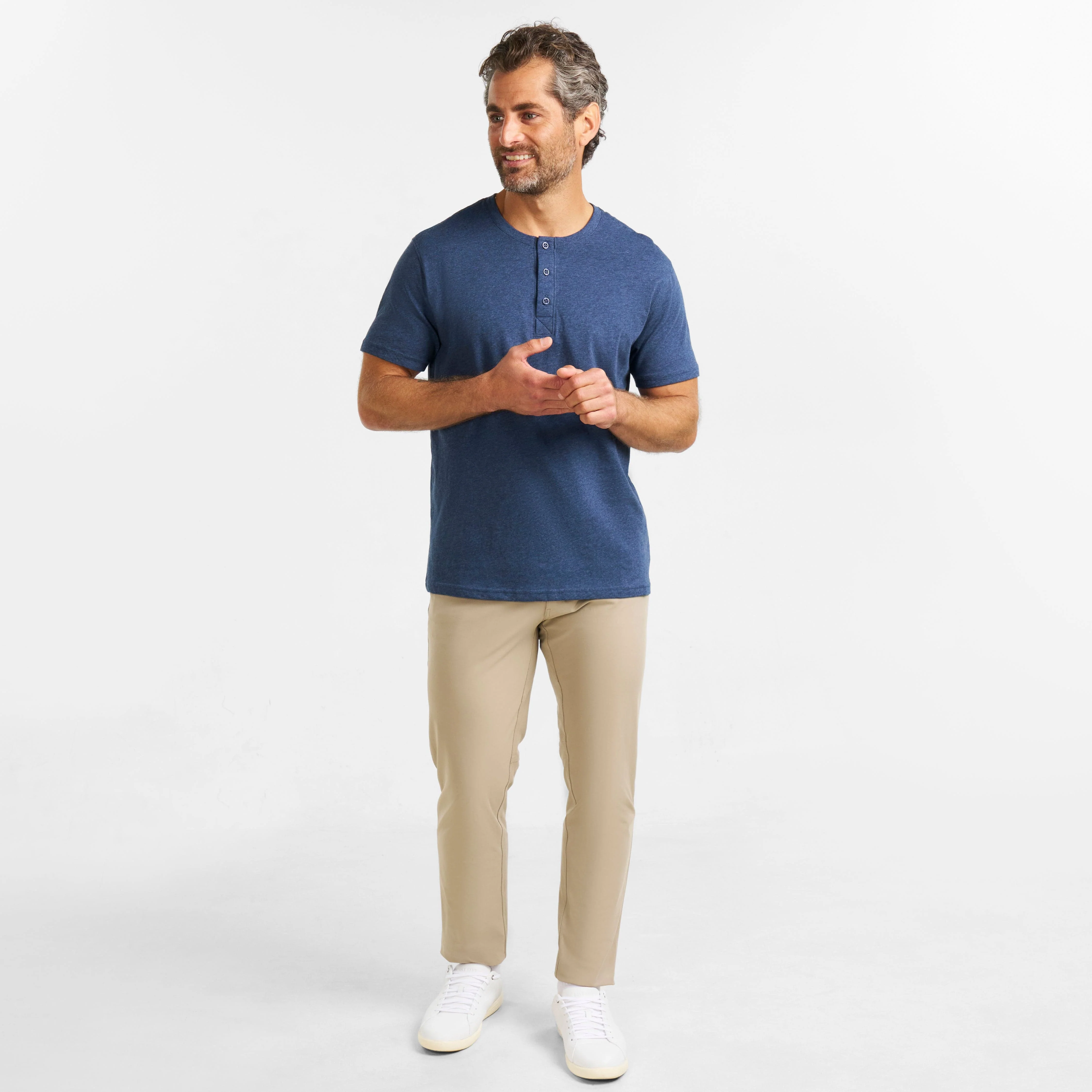 Navy Melange Short Sleeve Henley - Image 2