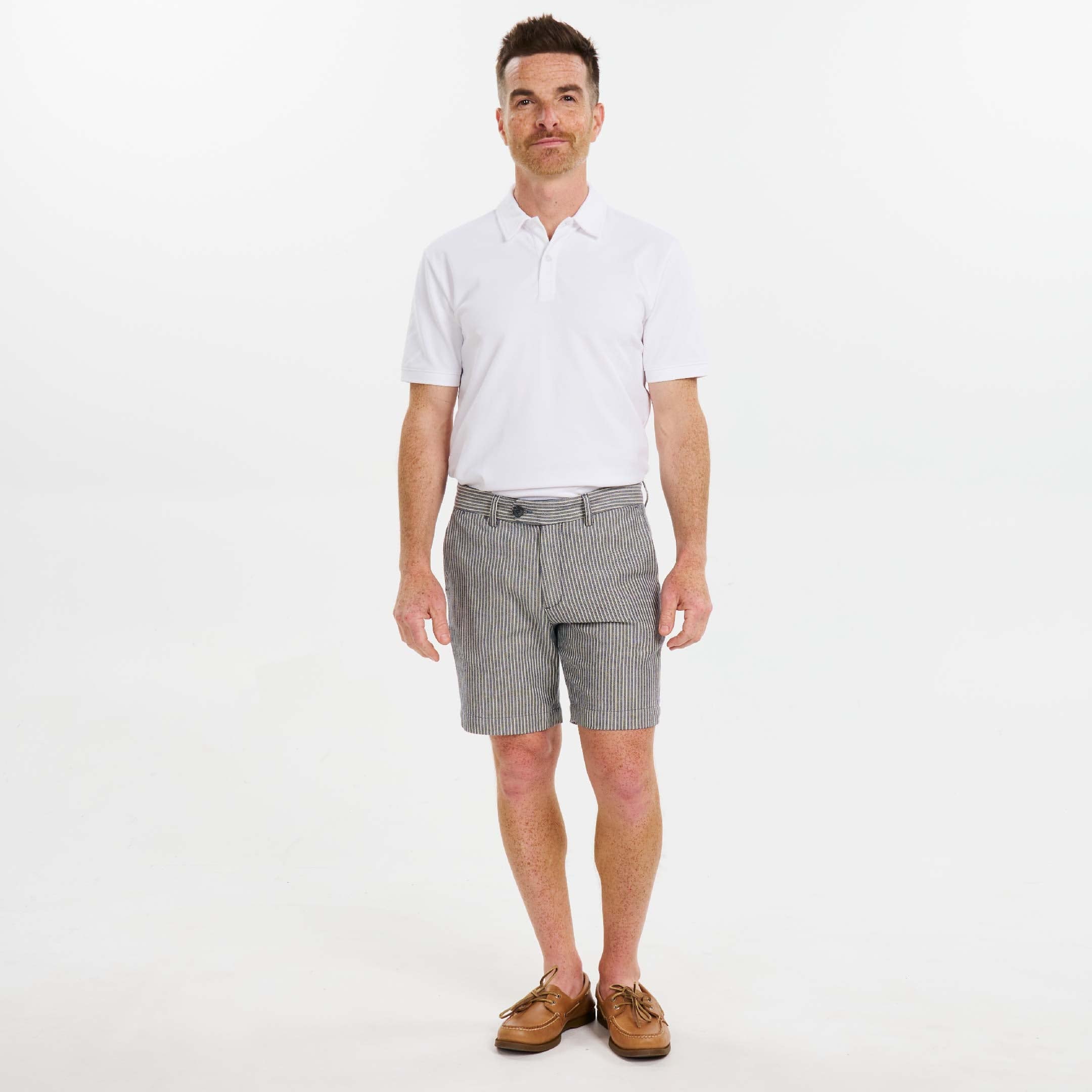 Navy Pinstripe Hampton Stretch Chino Short - Image 2
