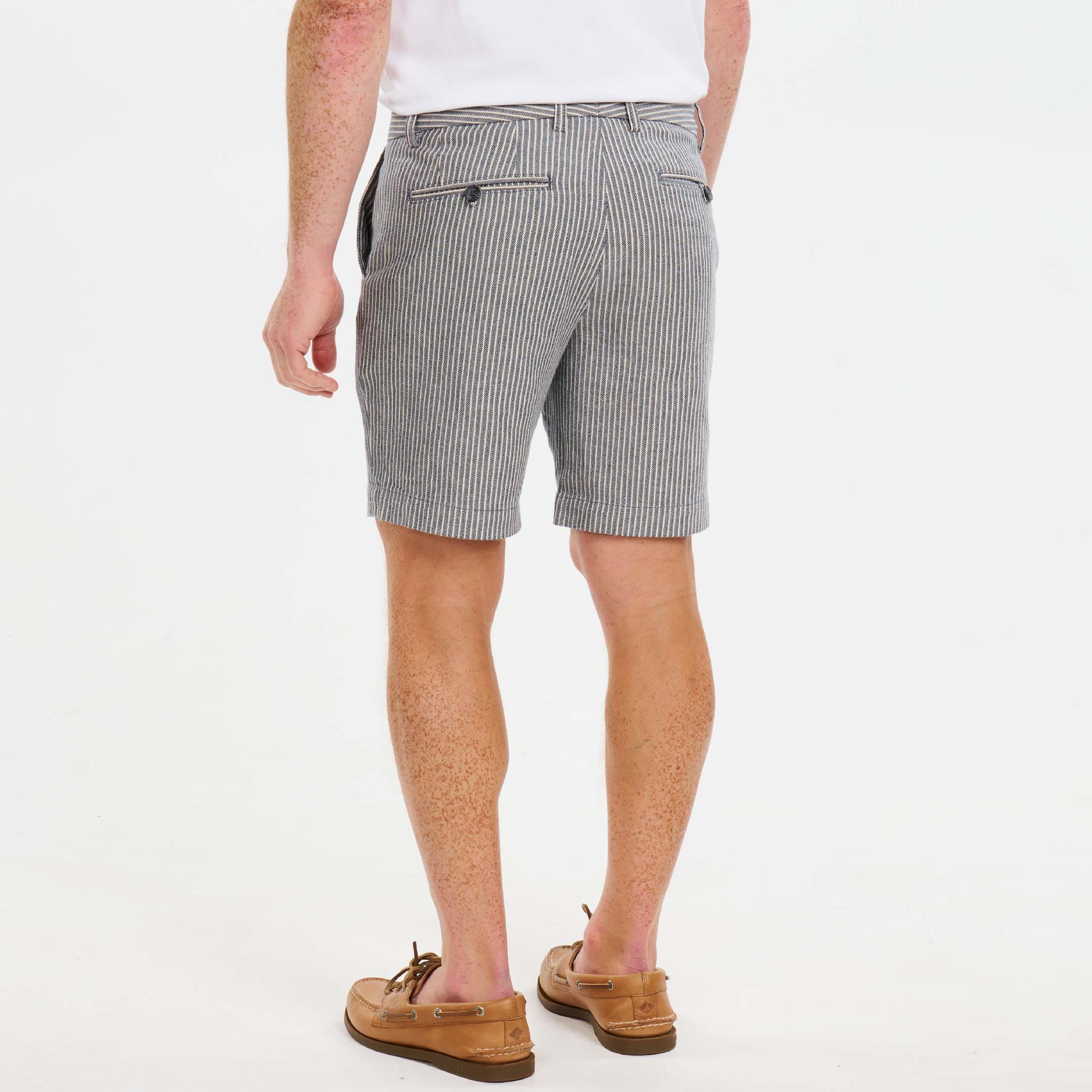 Navy Pinstripe Hampton Stretch Chino Short - Image 3