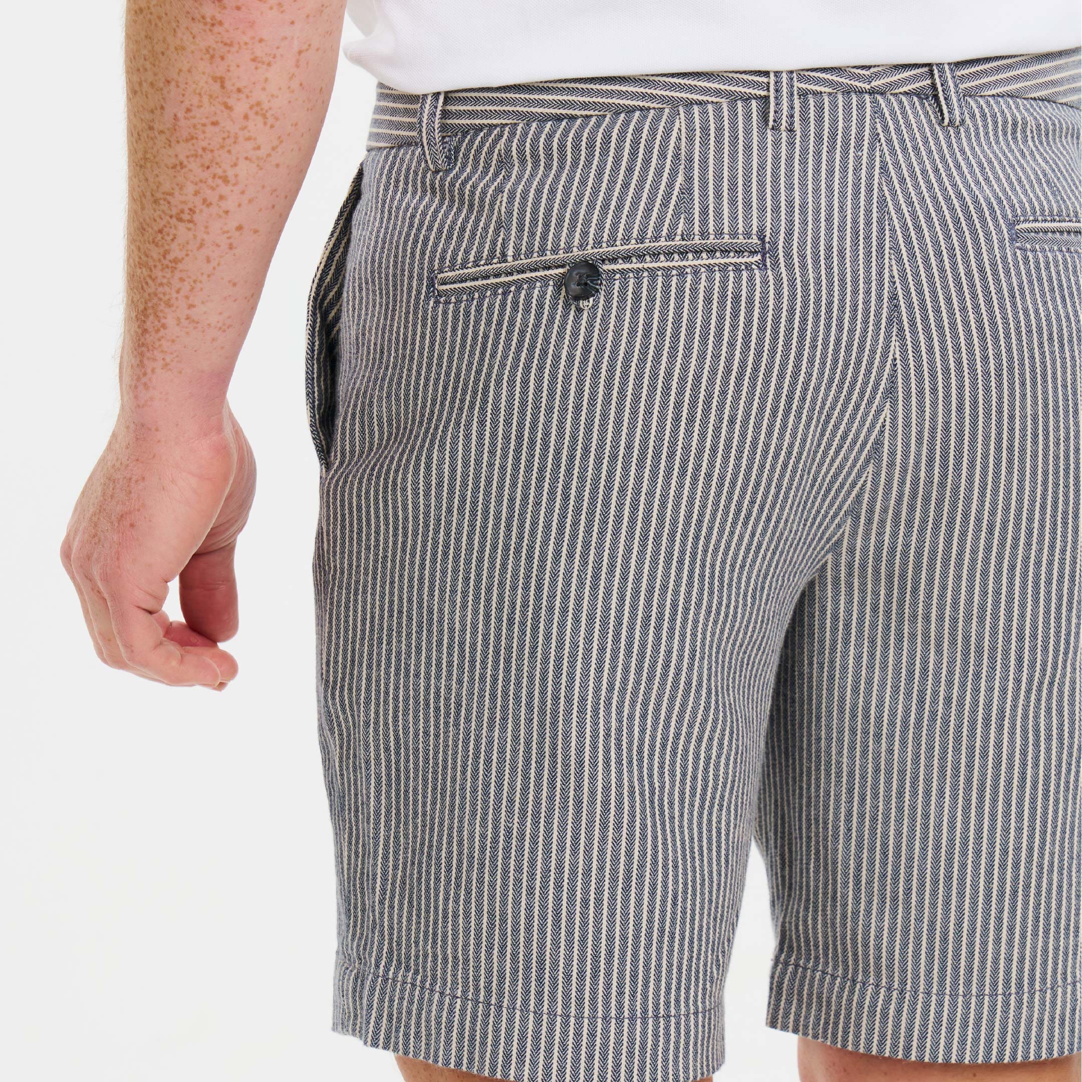 Navy Pinstripe Hampton Stretch Chino Short - Image 4