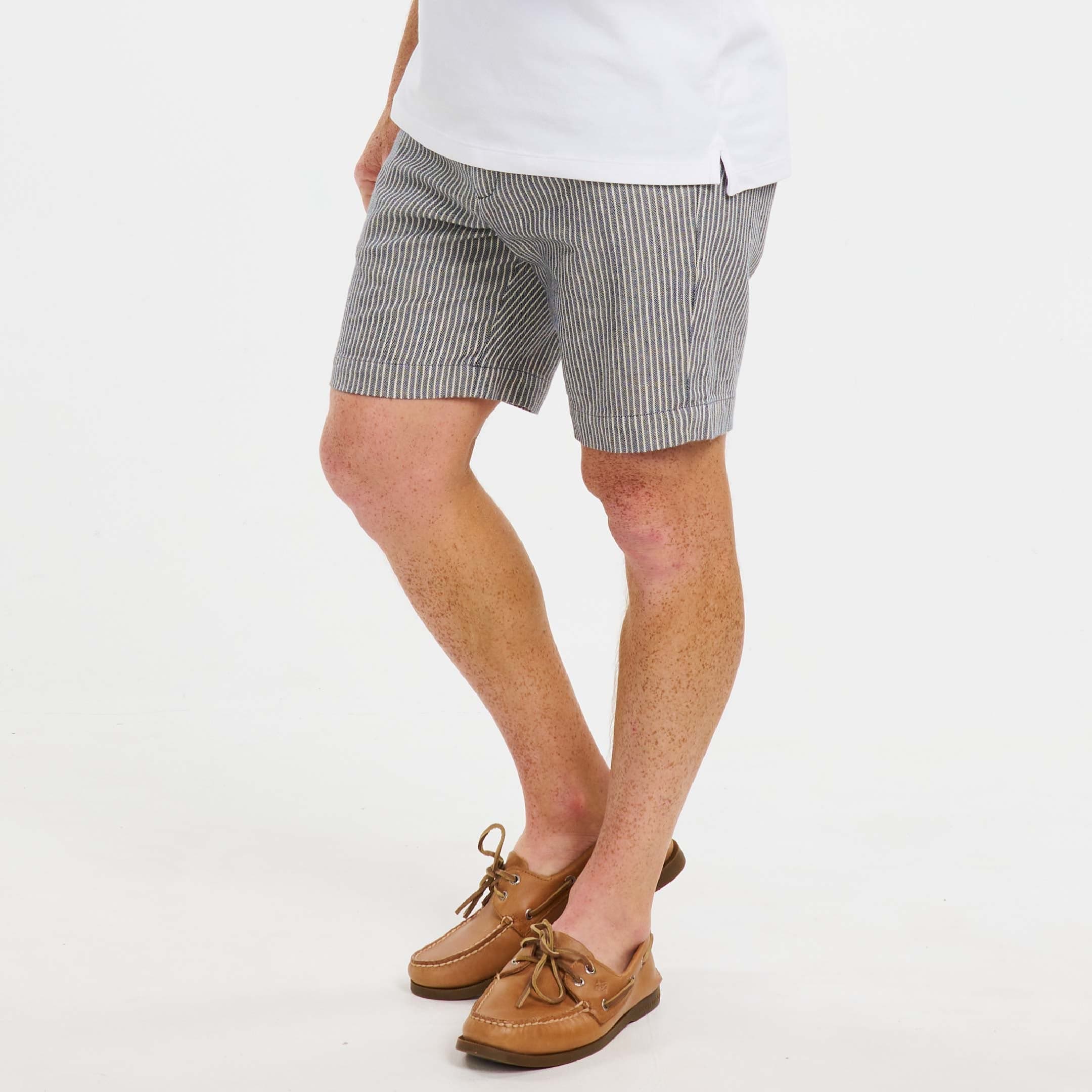 Navy Pinstripe Hampton Stretch Chino Short - Image 5