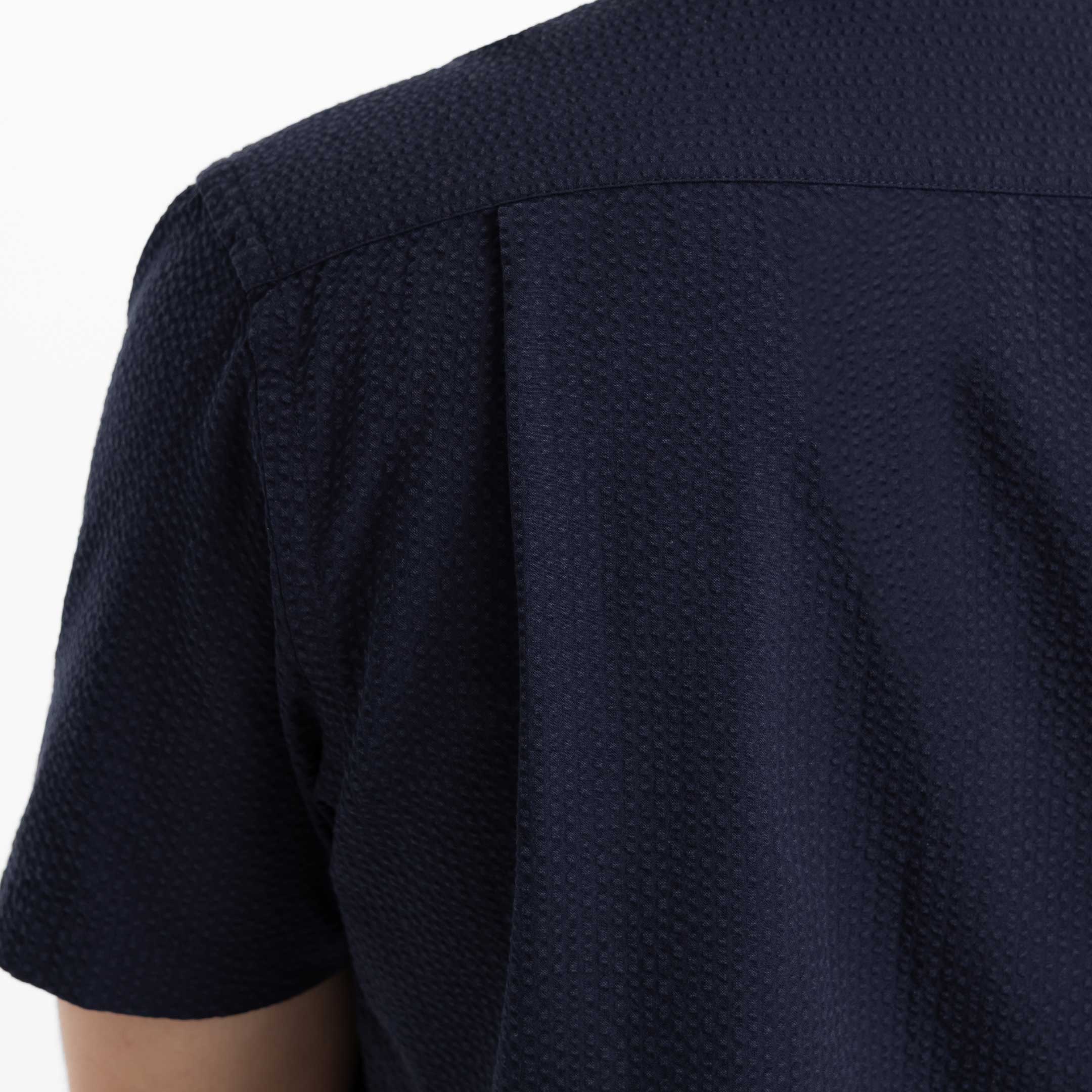 Navy Seersucker Short Sleeve Shirt - Image 5