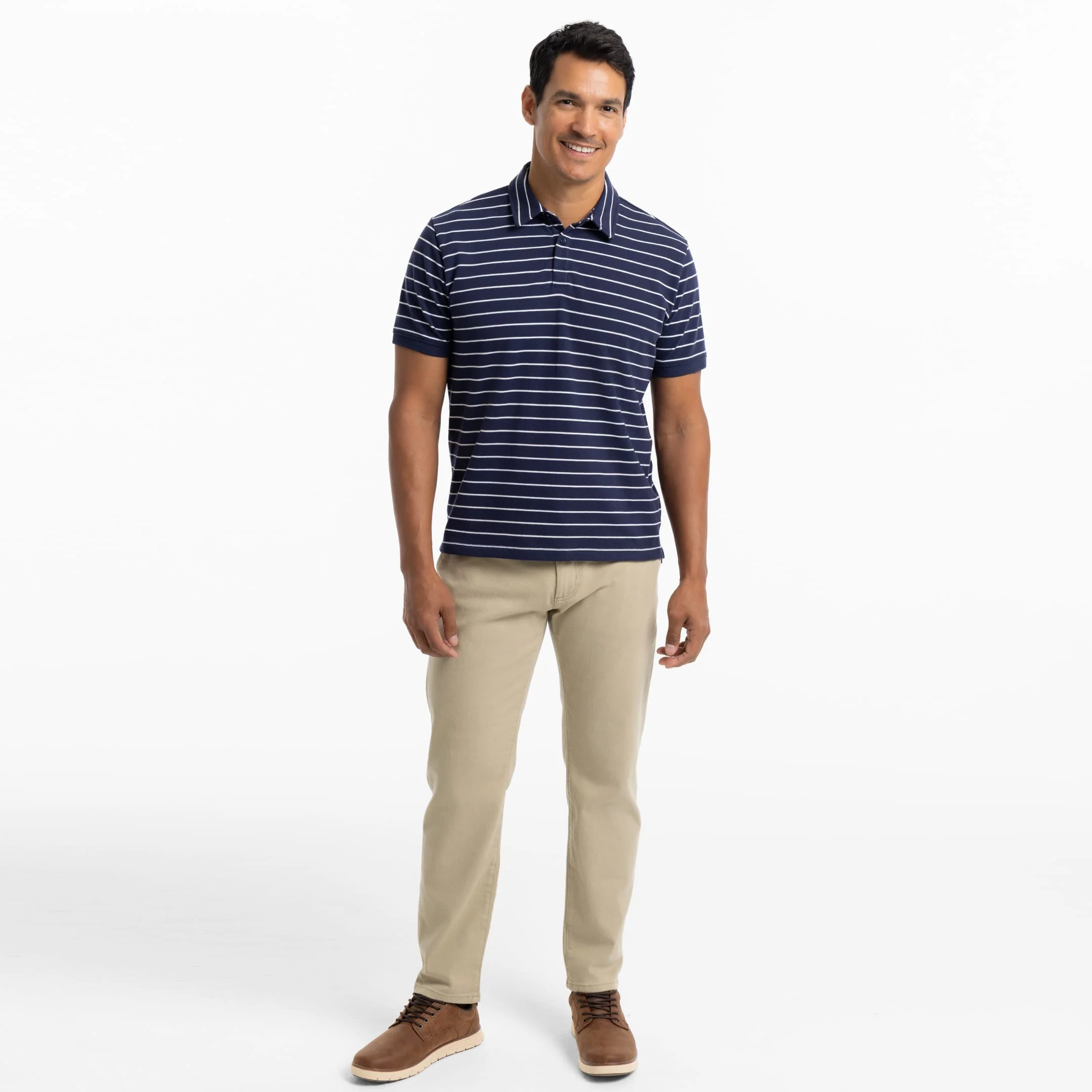 Navy Stripes Pique Daily Polo - Image 6