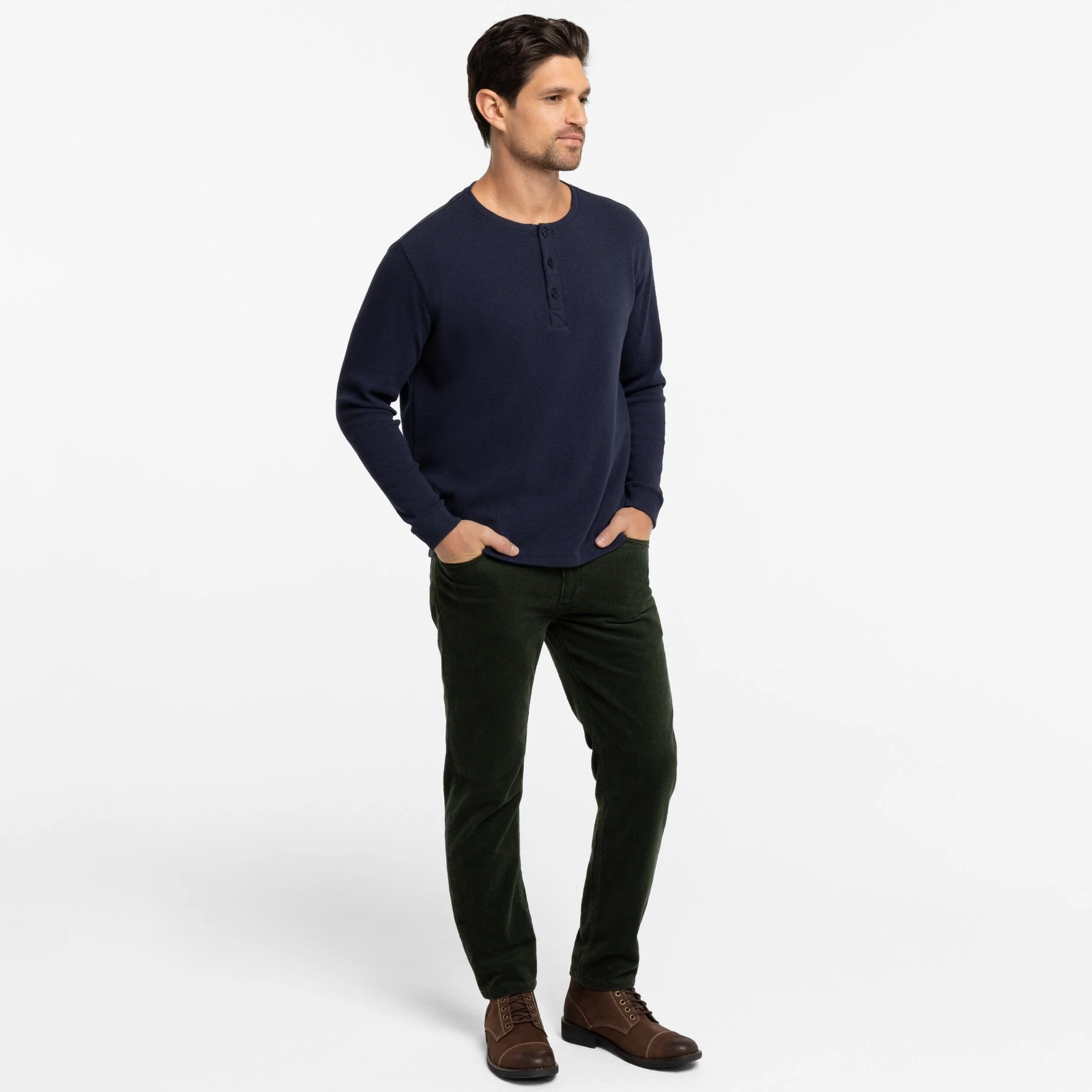 Navy Waffle Henley - Image 6