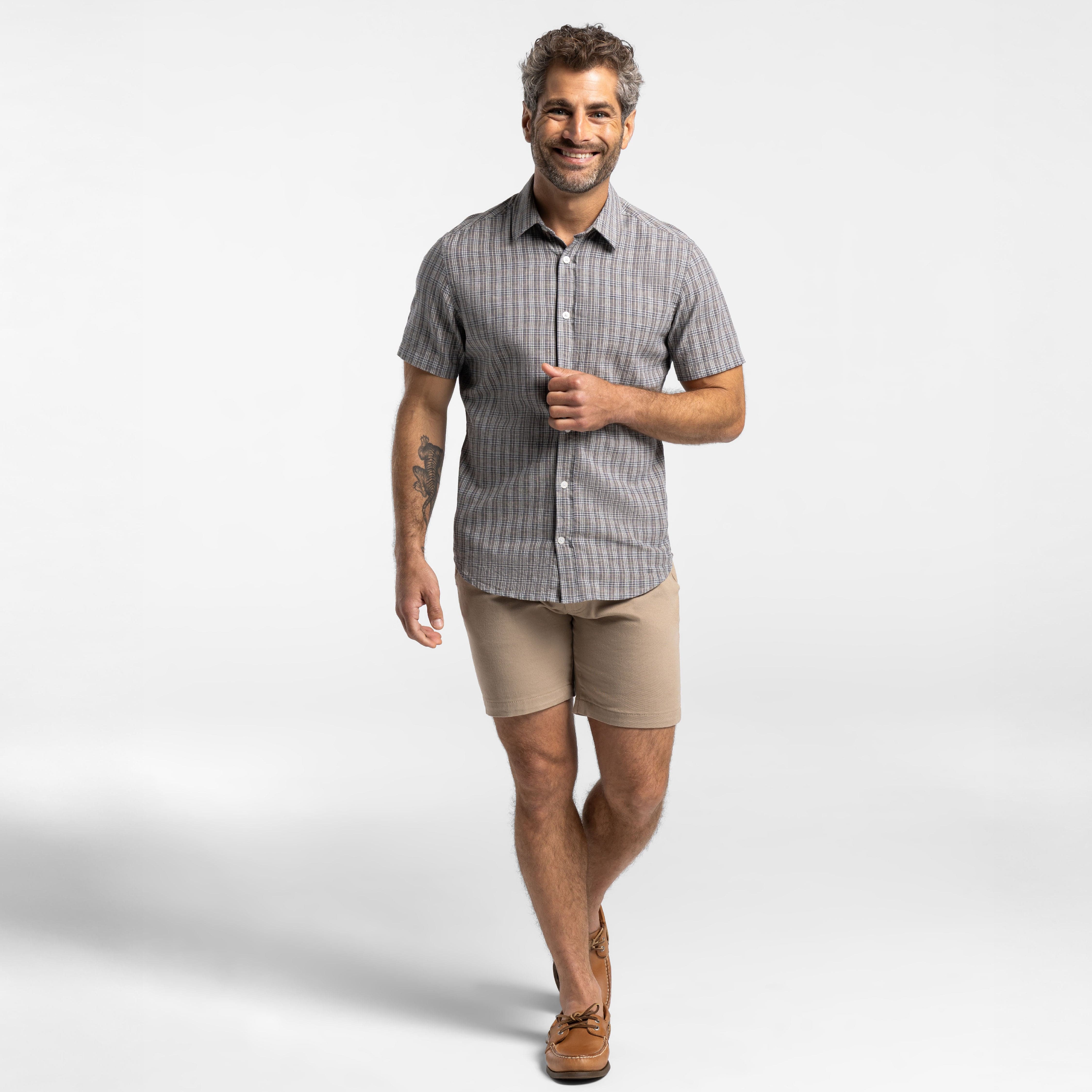 Nickel Plaid Linen Short Sleeve Shirt - Image 2