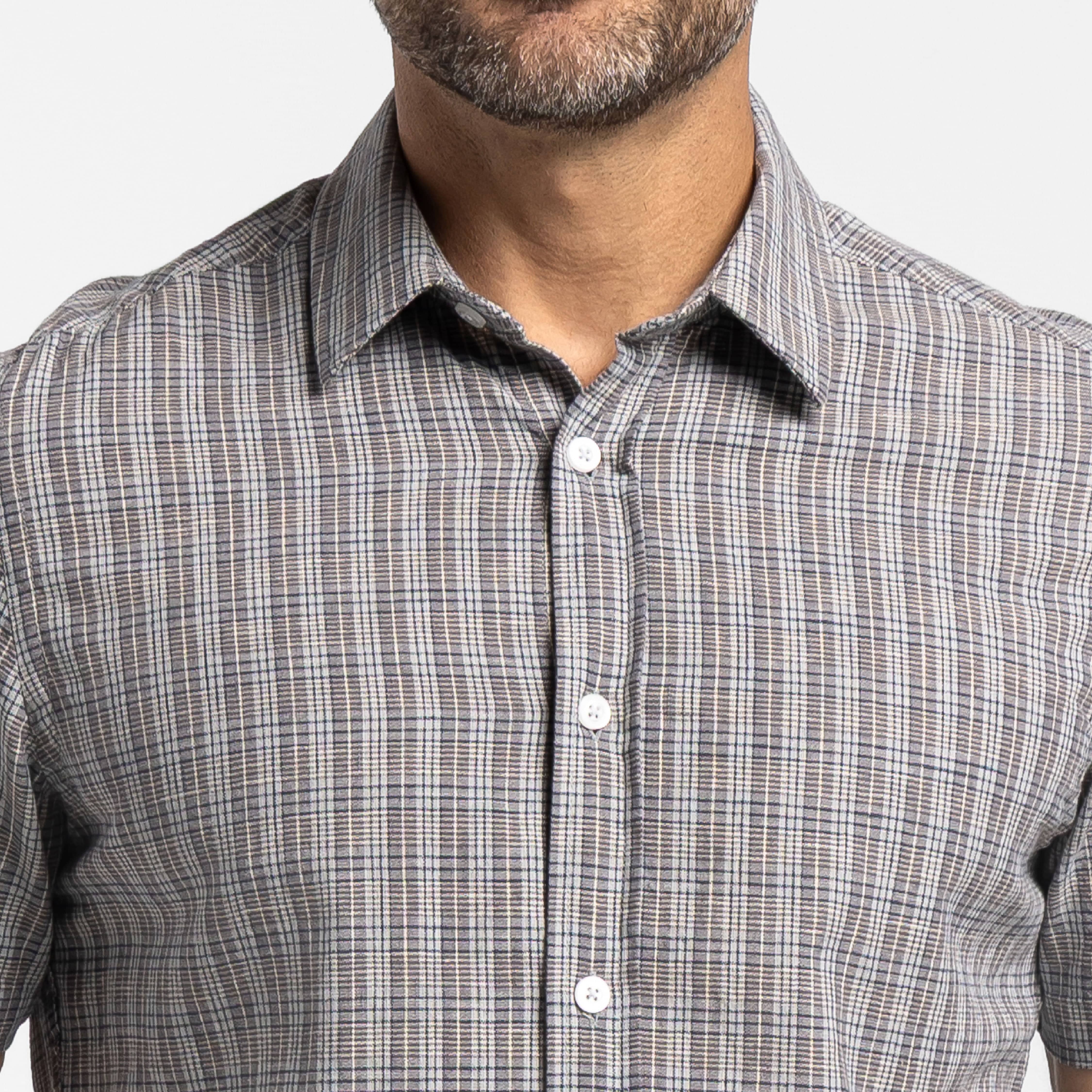 Nickel Plaid Linen Short Sleeve Shirt - Image 4