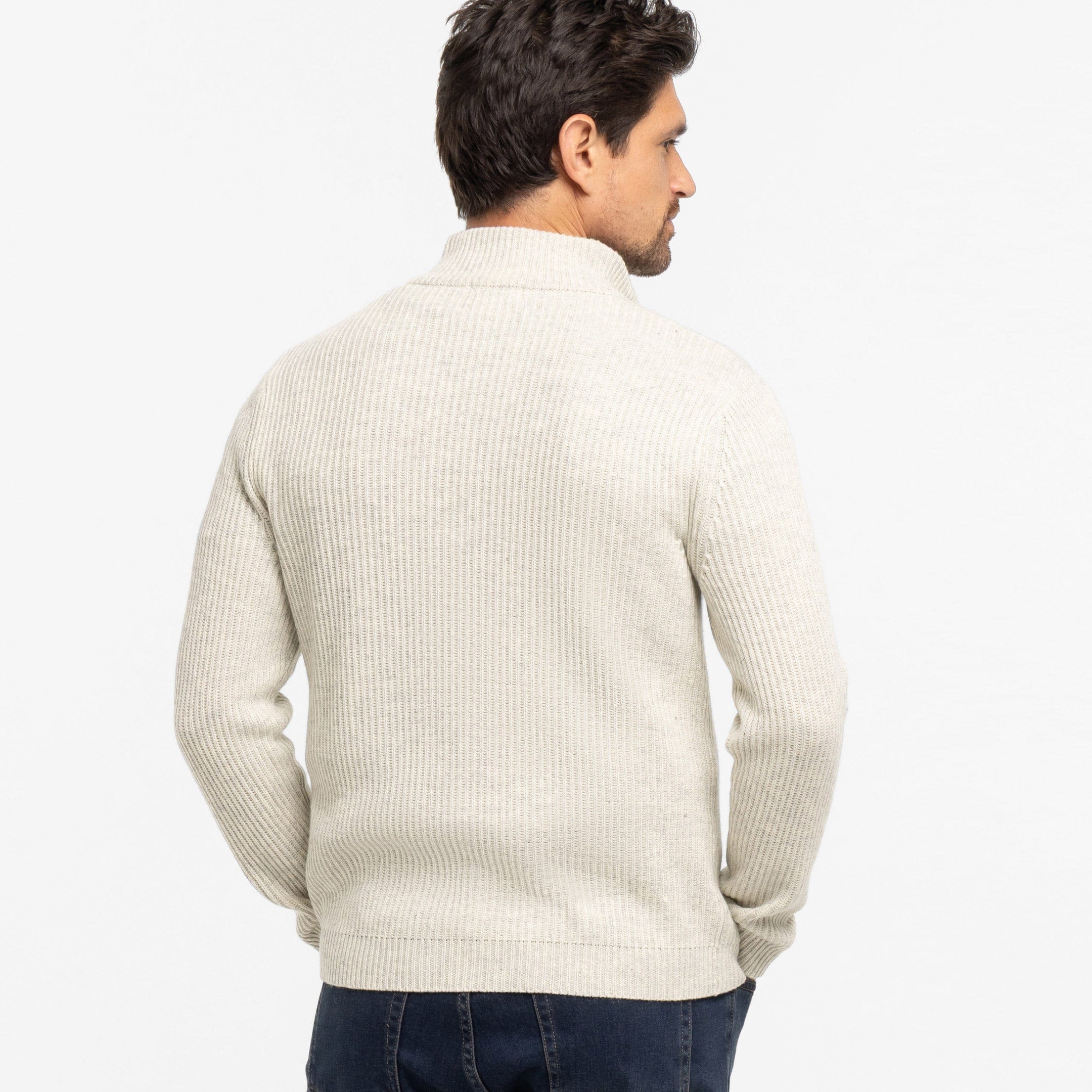 Oat Cashmere Blend Quarter-Zip Sweater - Image 3