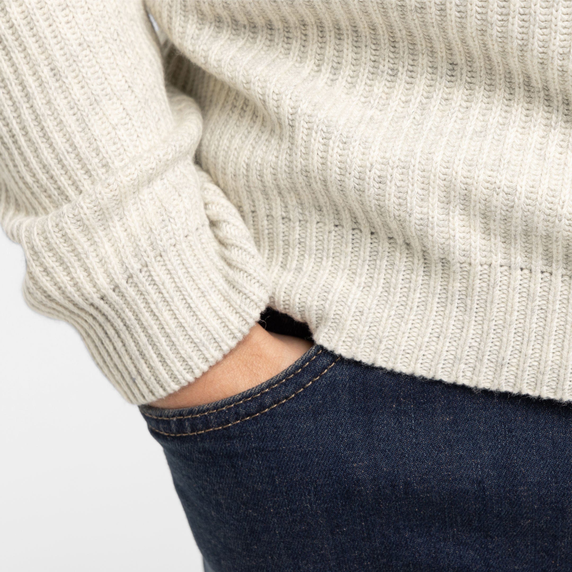 Oat Cashmere Blend Quarter-Zip Sweater - Image 4