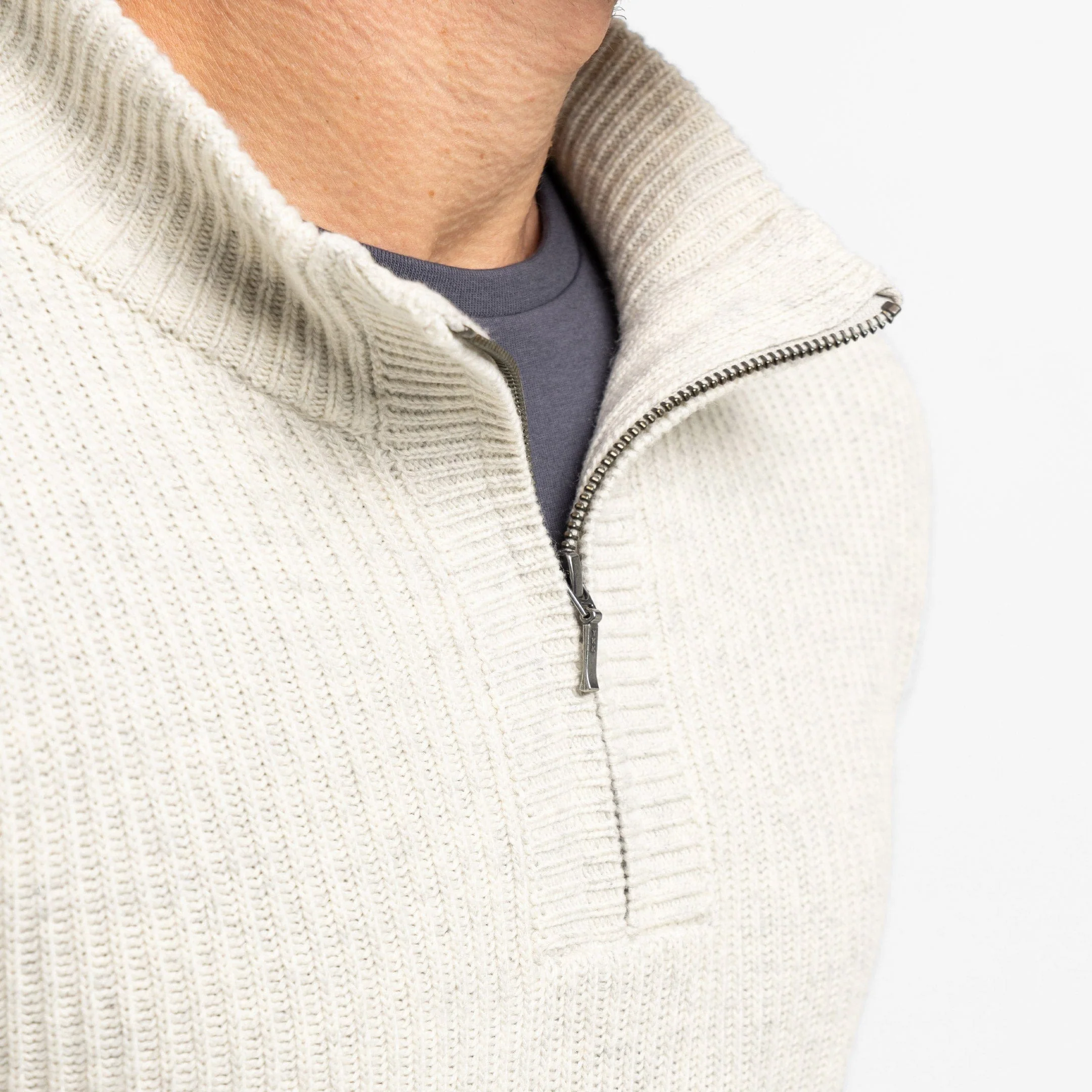 Oat Cashmere Blend Quarter-Zip Sweater - Image 5
