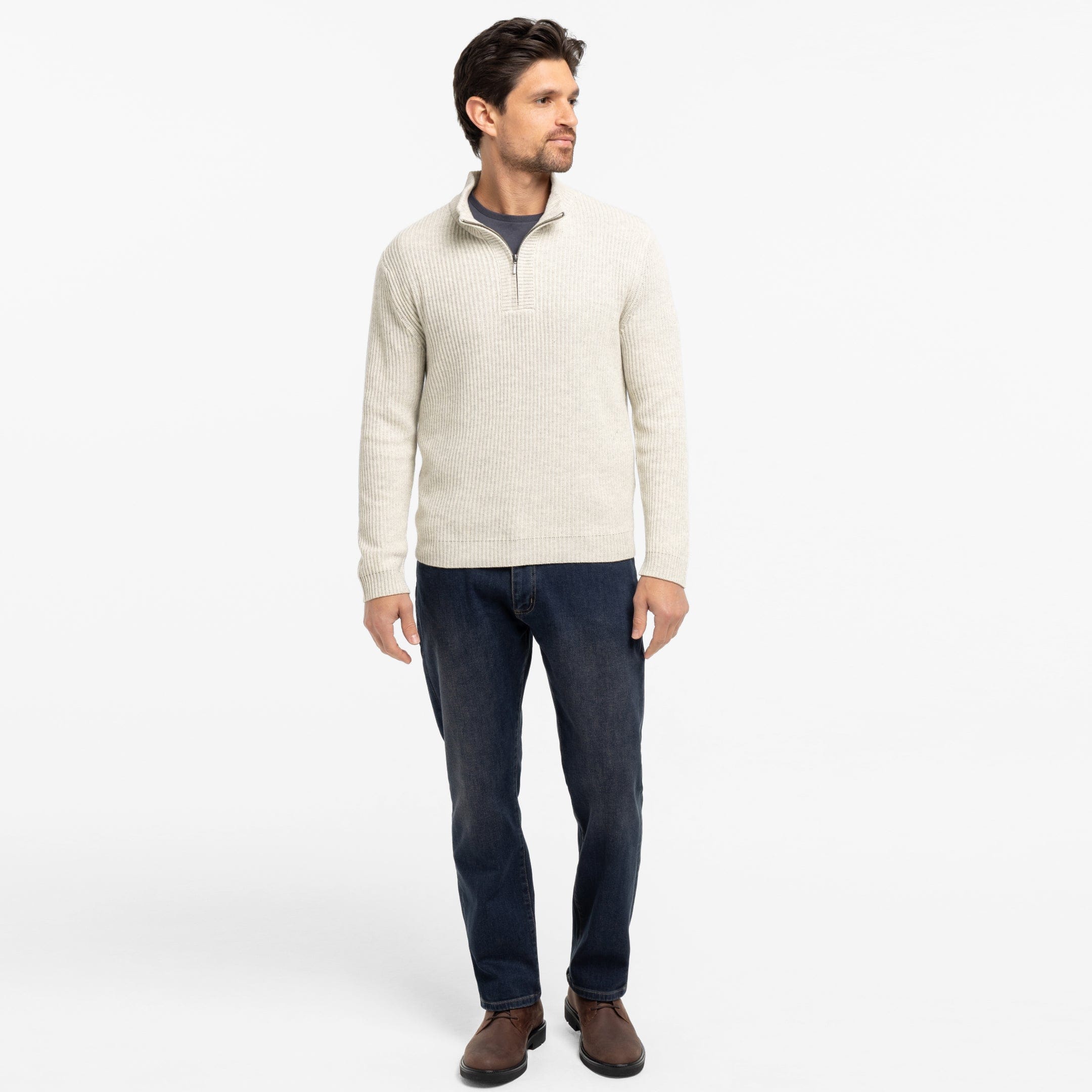 Oat Cashmere Blend Quarter-Zip Sweater - Image 6