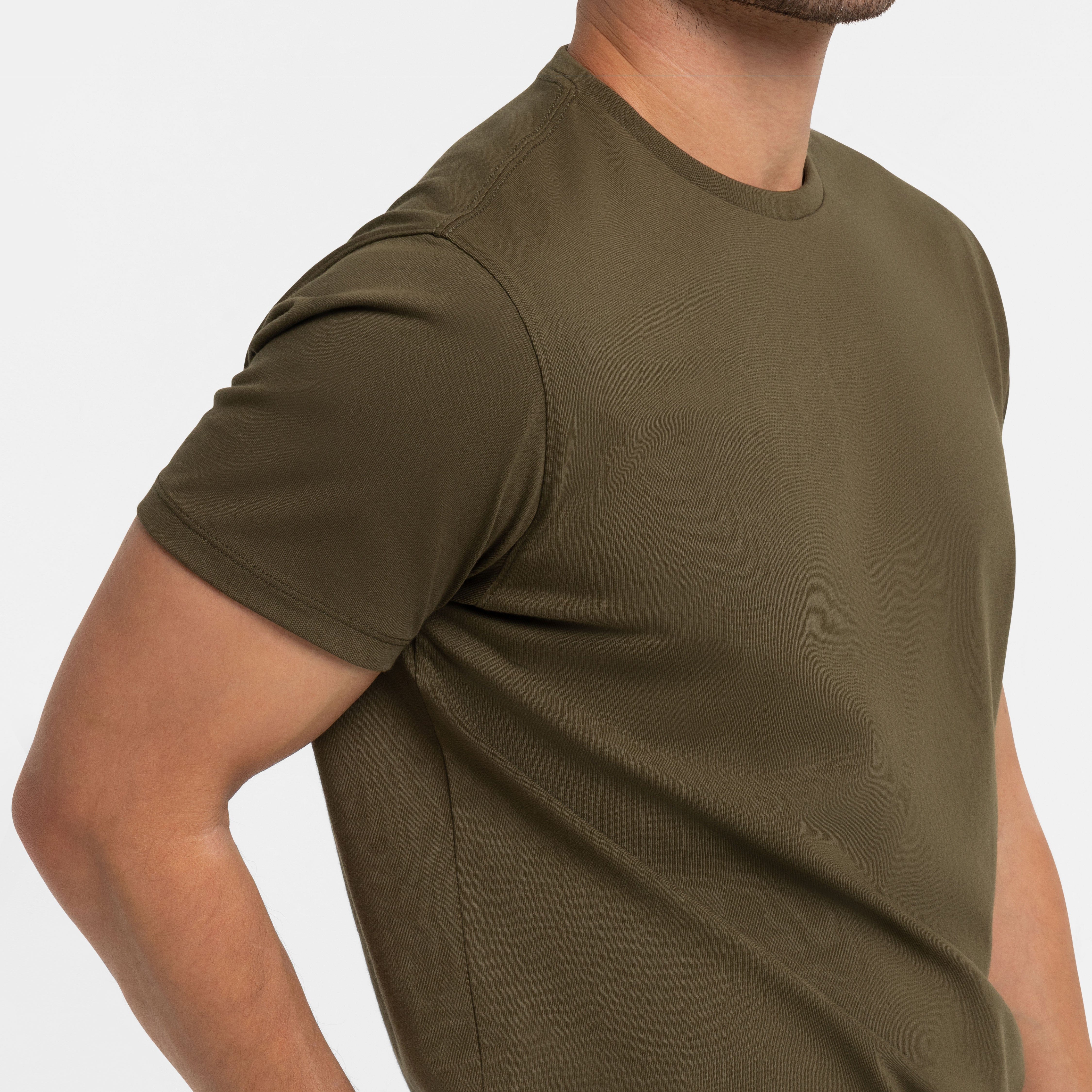 Olive Pima Cotton Crew Neck Tee - Image 5