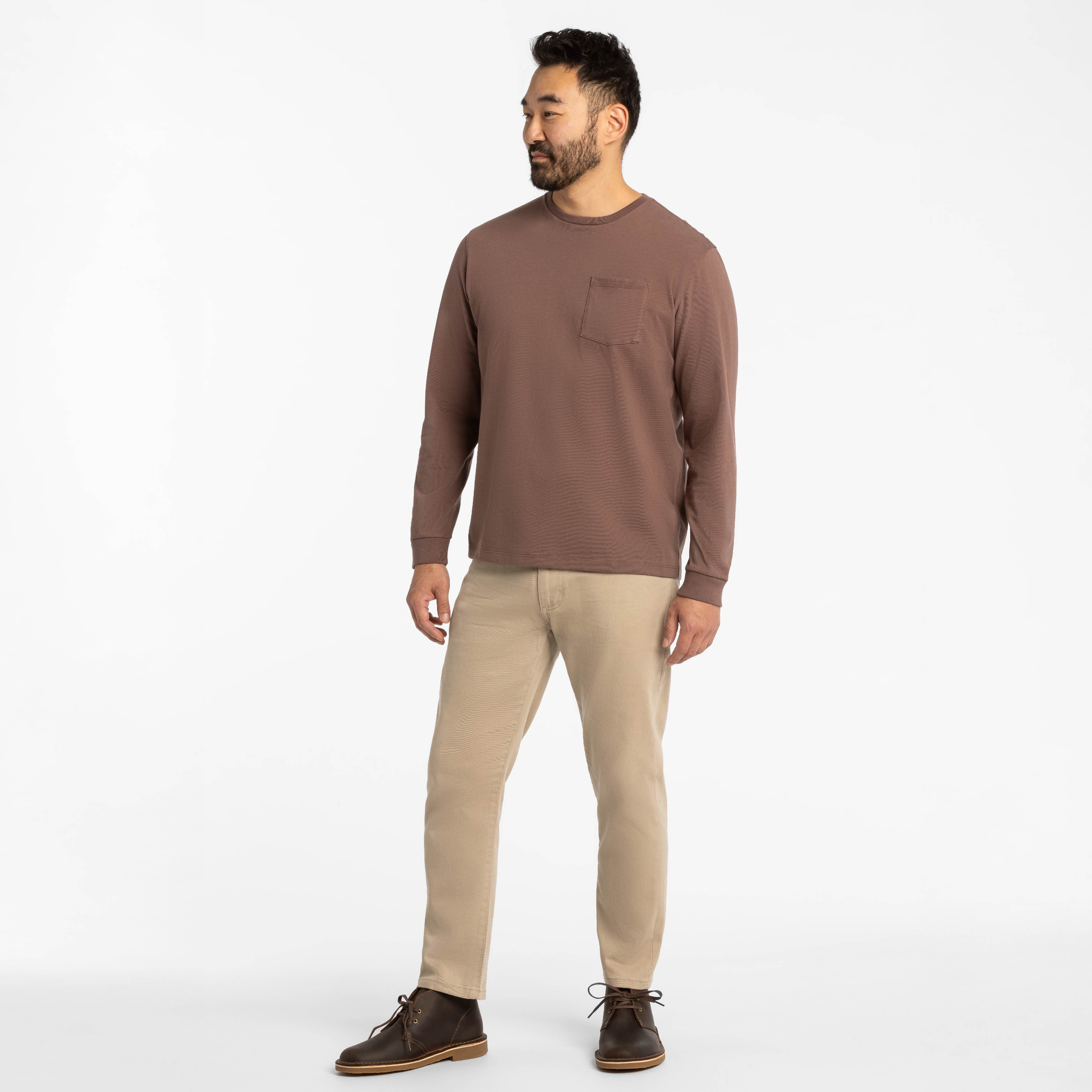 Peppercorn Long Sleeve Pima Cotton Crew Neck Tee - Image 2