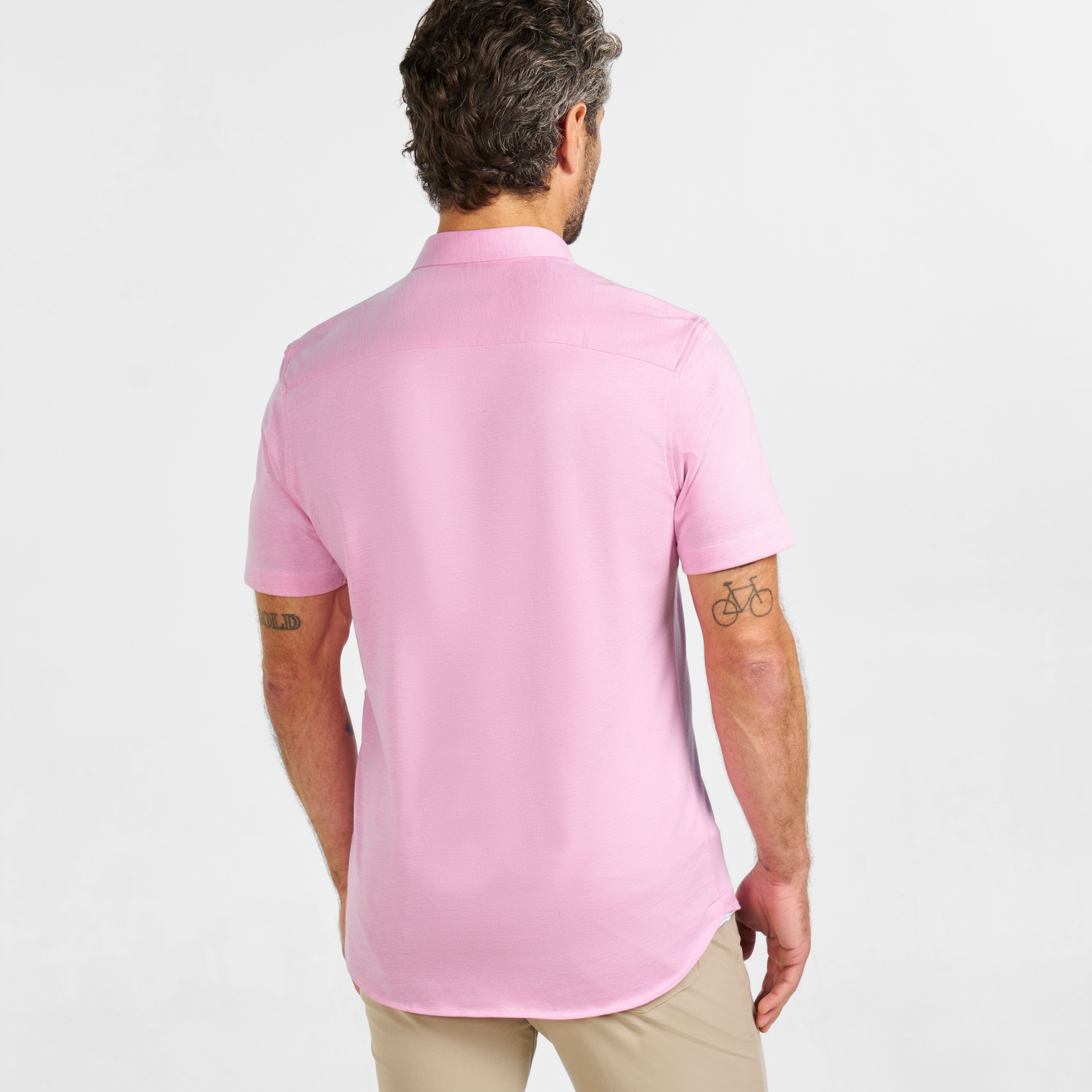 Pink Melange Short Sleeve Natural Performance Stretch Shirt - Image 3