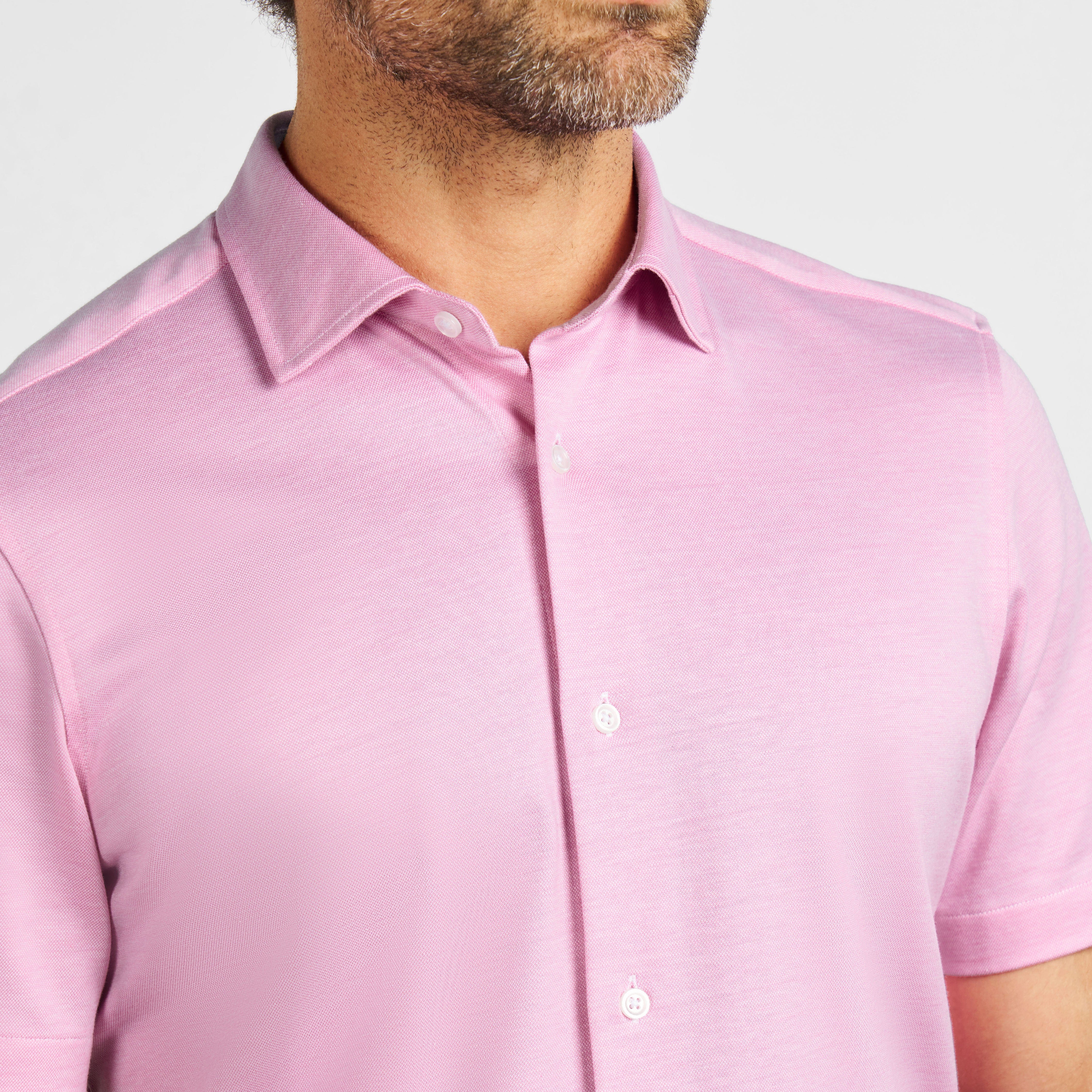 Pink Melange Short Sleeve Natural Performance Stretch Shirt - Image 4