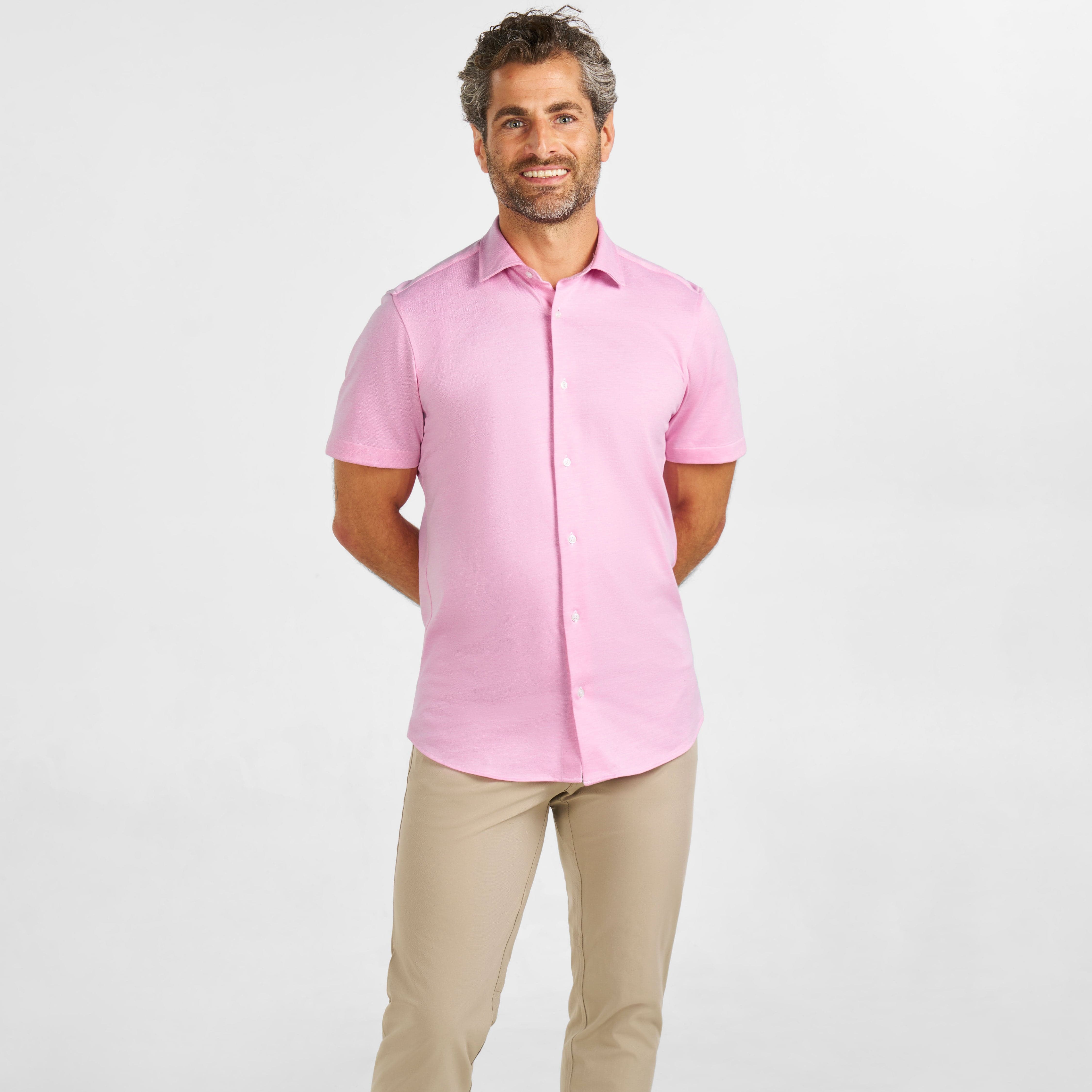 Pink Melange Short Sleeve Natural Performance Stretch Shirt - Image 6