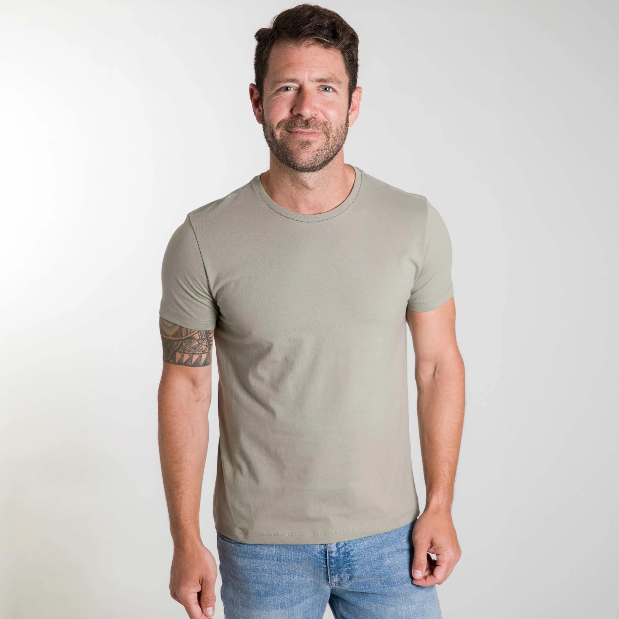 Sage Green Pima Cotton Crew Neck Tee - Image 6
