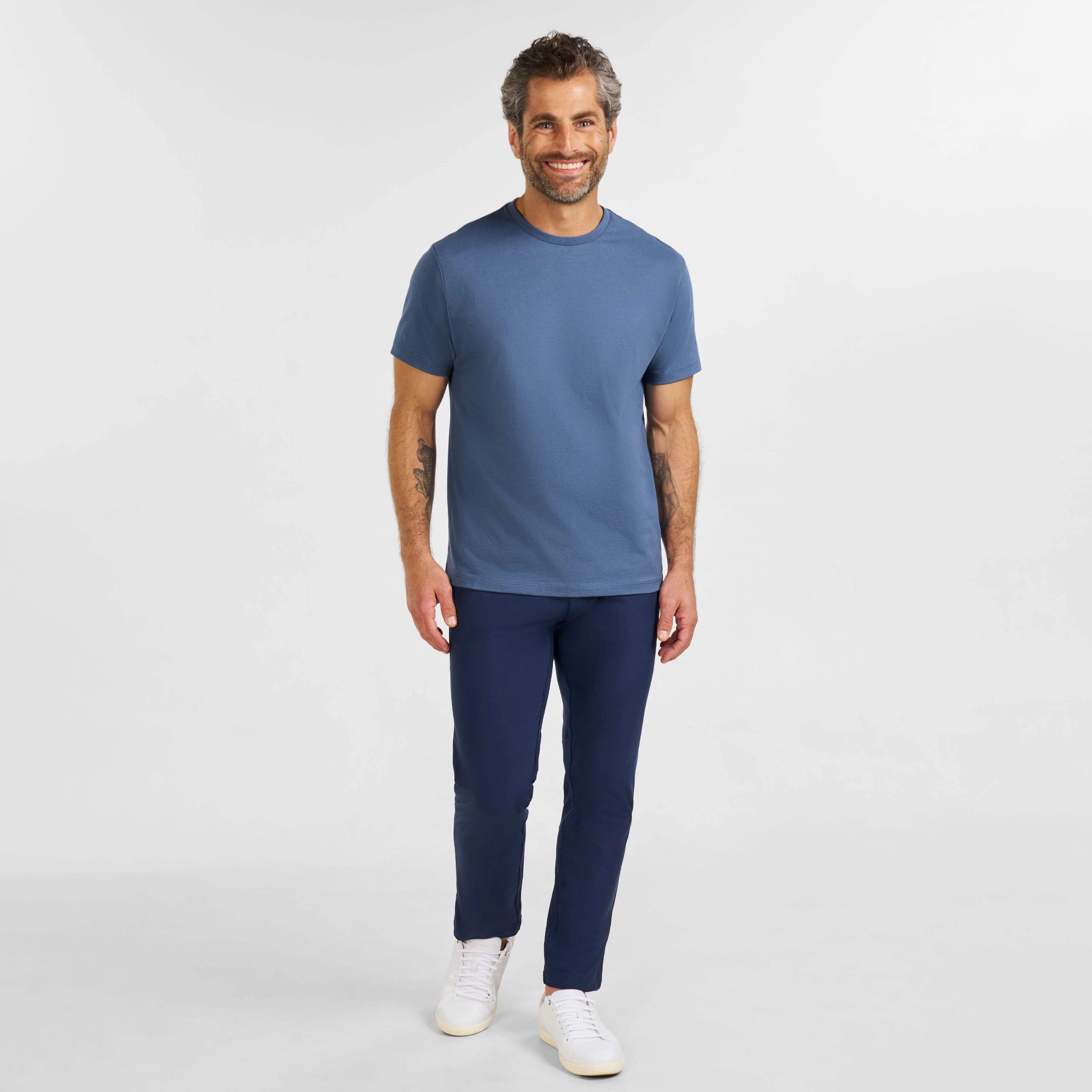 Slate Pima Cotton Crew Neck Tee - Image 2