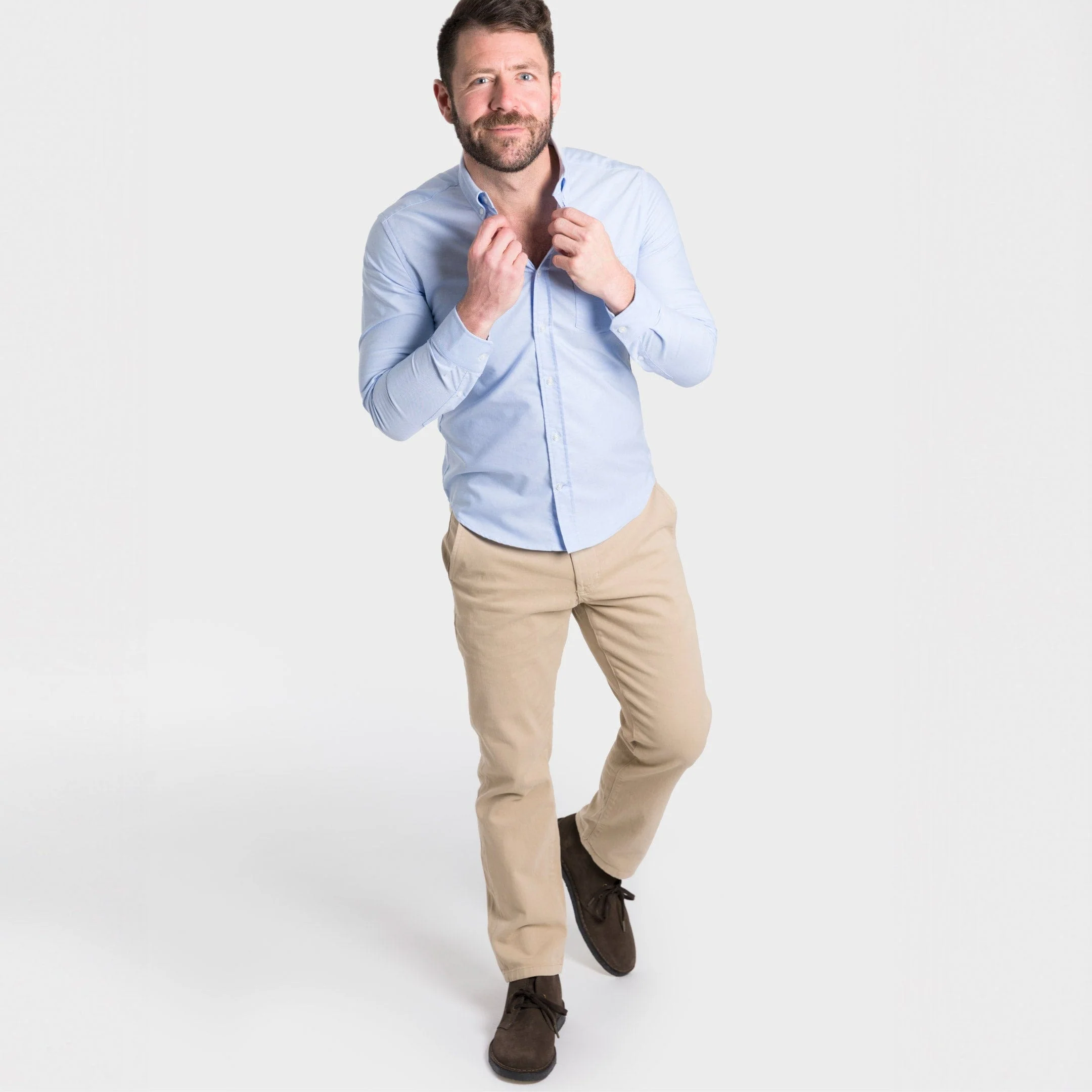 Straight Fit Khaki Washed Stretch Chino - Image 2