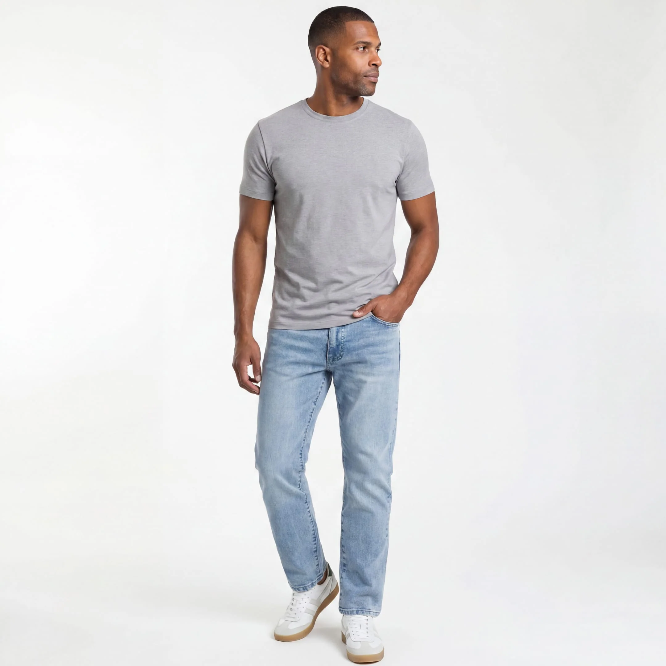 Straight Fit Light Wash Essential Jeans - Image 6