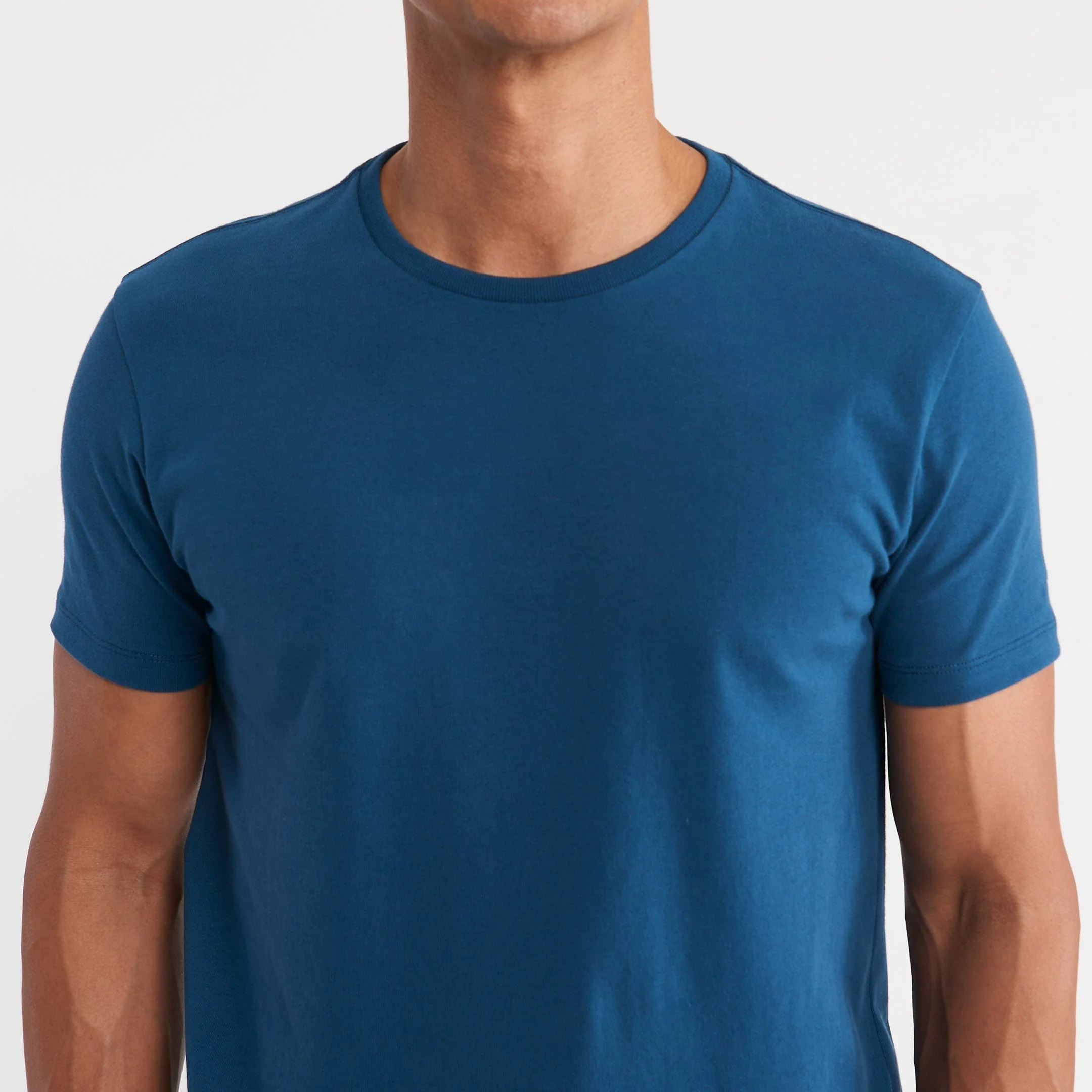Tidal Blue Pima Cotton Crew Neck Tee - Image 4