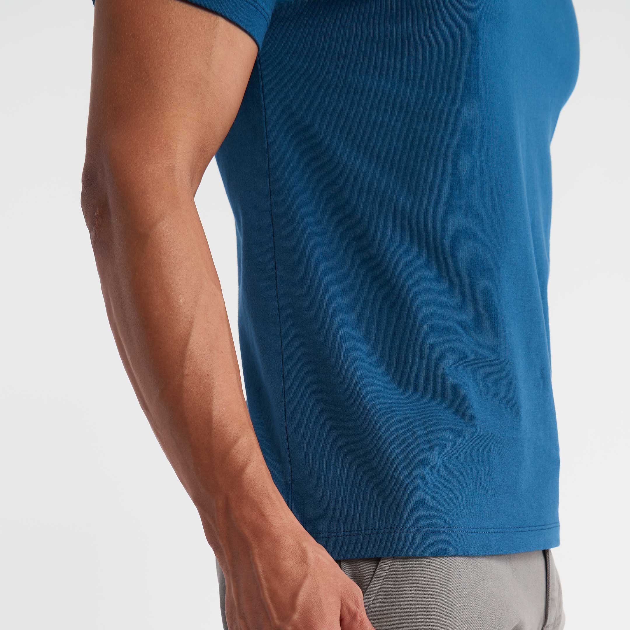 Tidal Blue Pima Cotton Crew Neck Tee - Image 5