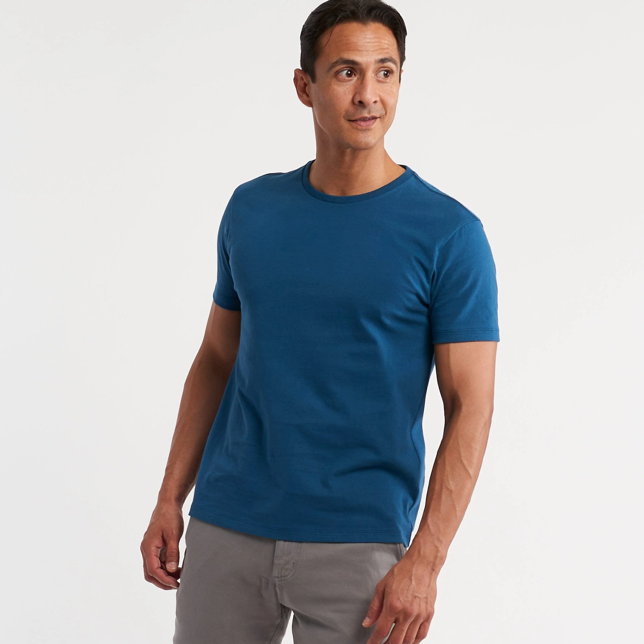 Tidal Blue Pima Cotton Crew Neck Tee - Image 6