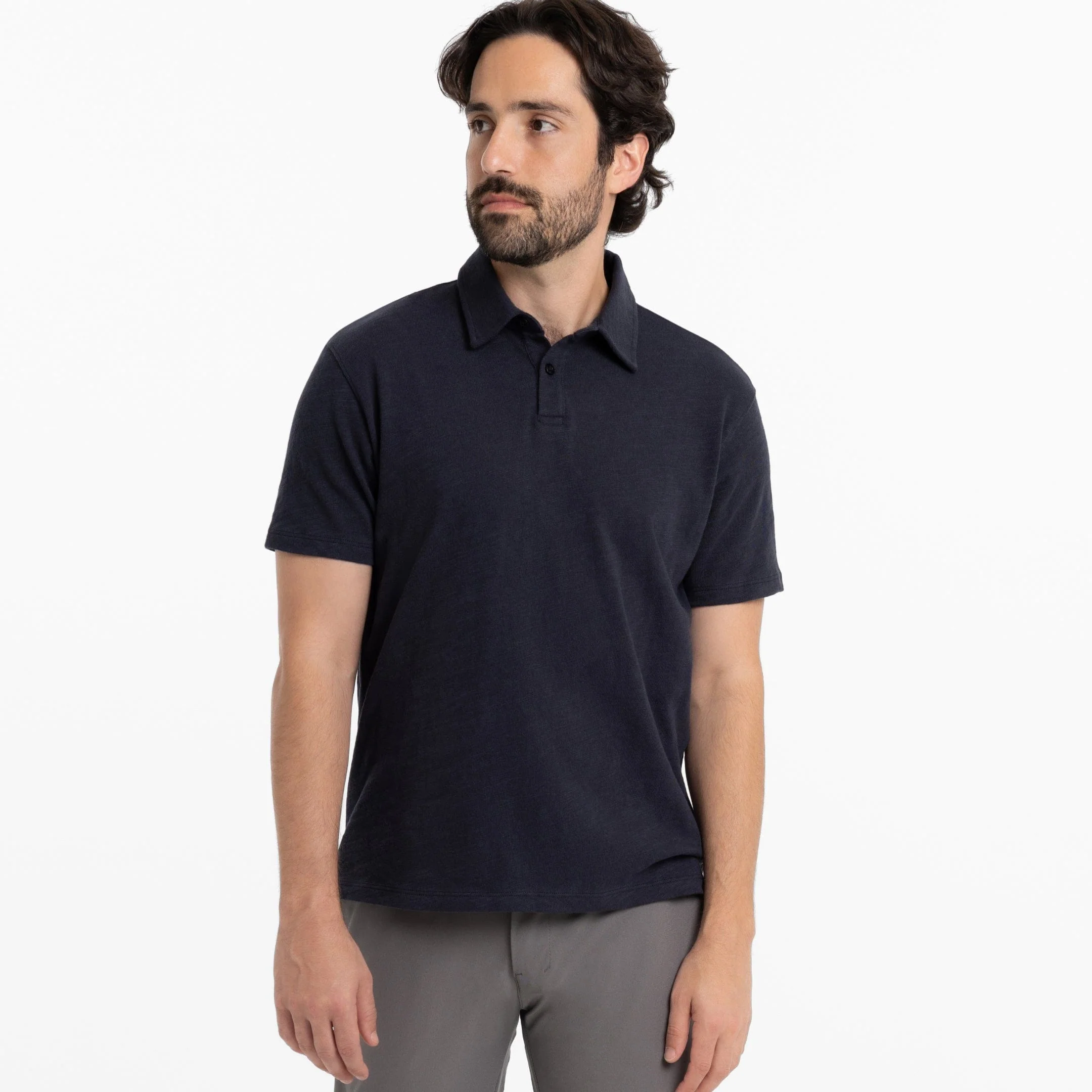 True Navy Textured Polo
