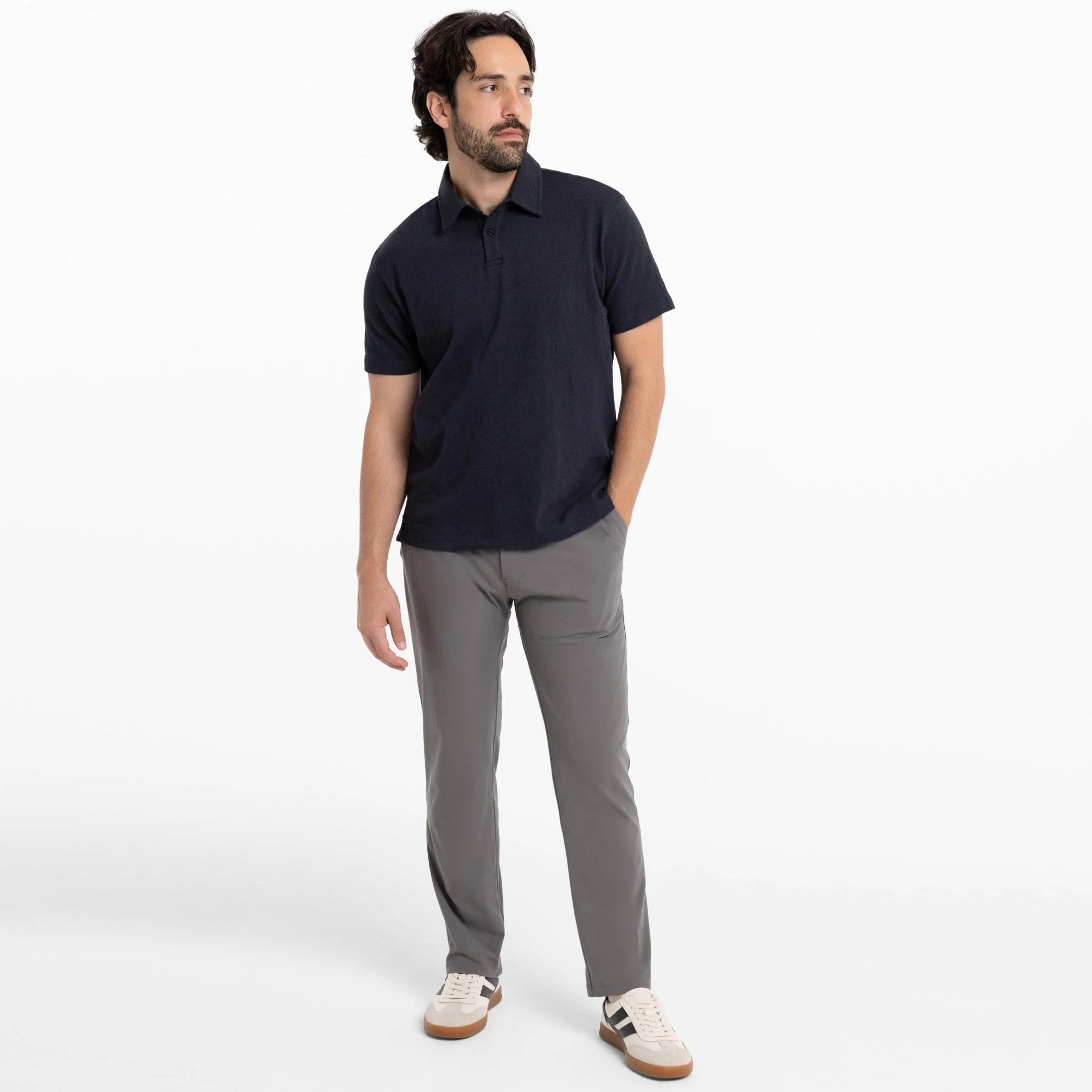 True Navy Textured Polo - Image 2