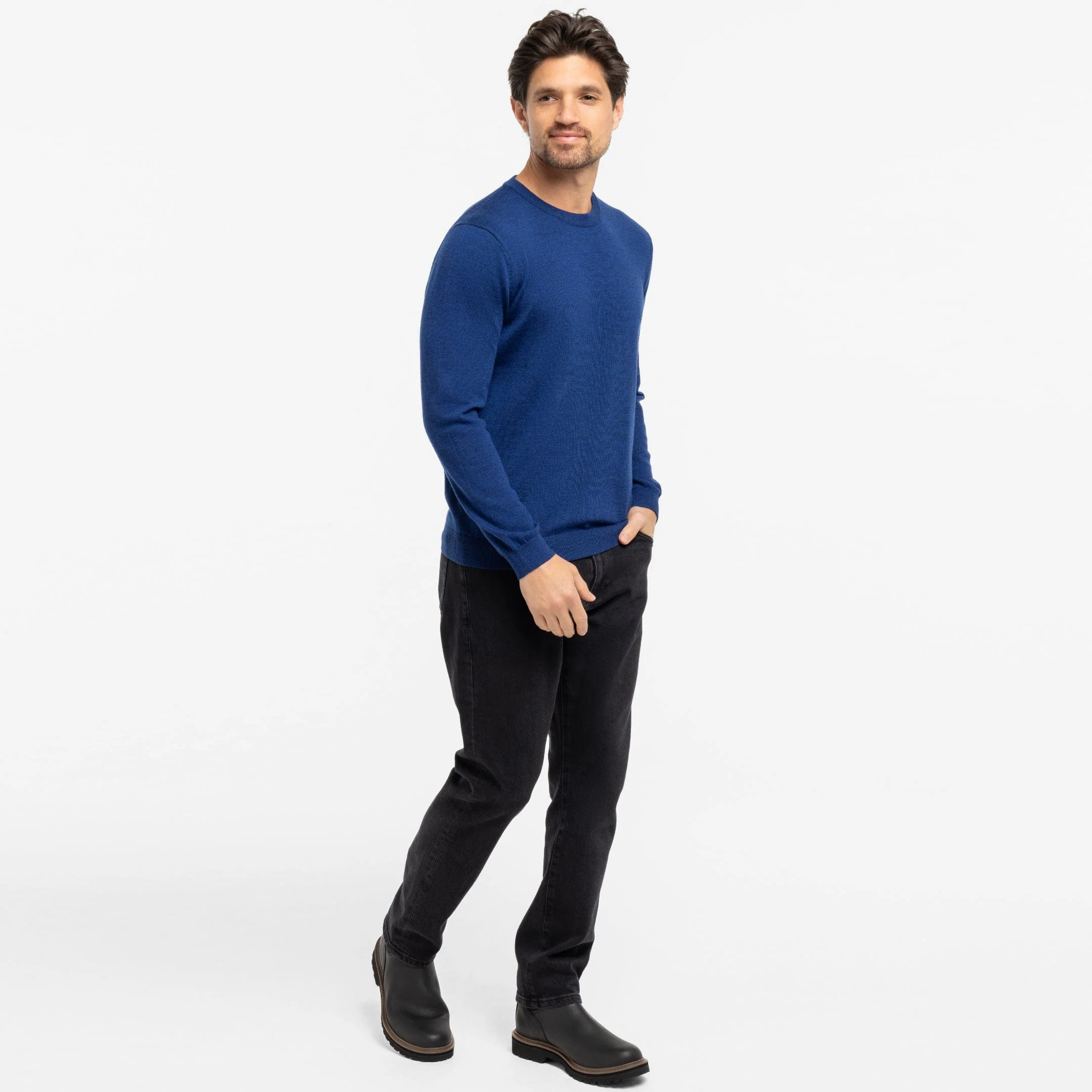 Vintage Blue Merino Crew Neck Sweater - Image 6
