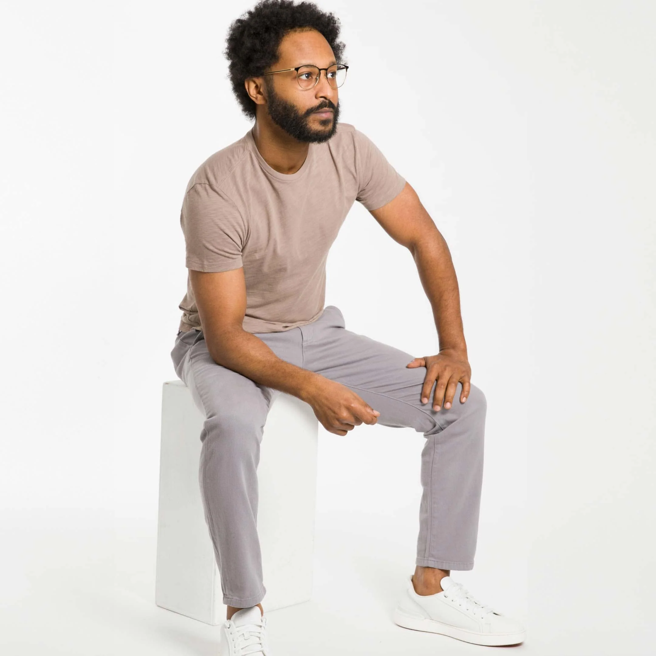 Walnut Textured Crew Neck Tee