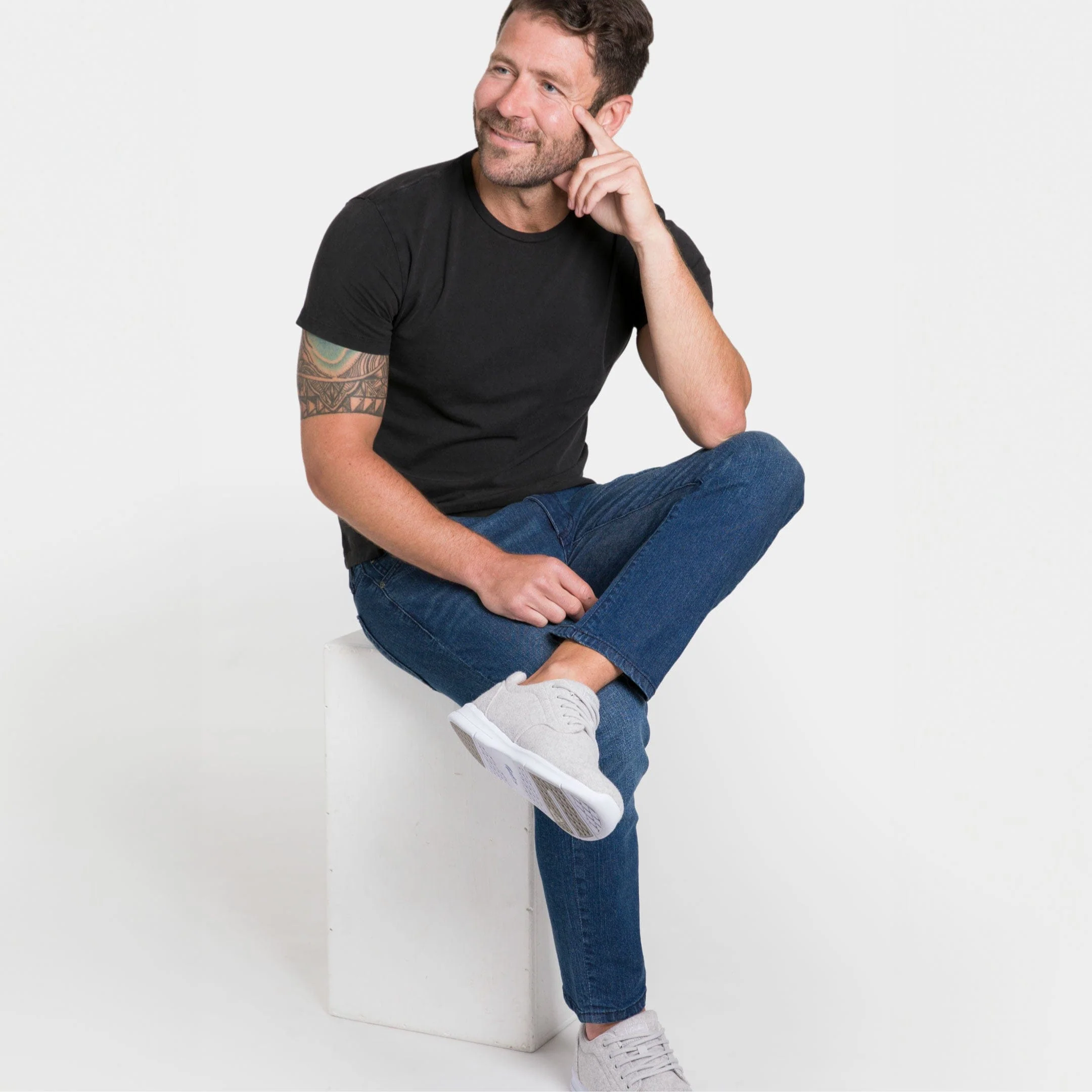 Washed Black Pima Cotton Crew Neck Tee - Image 2