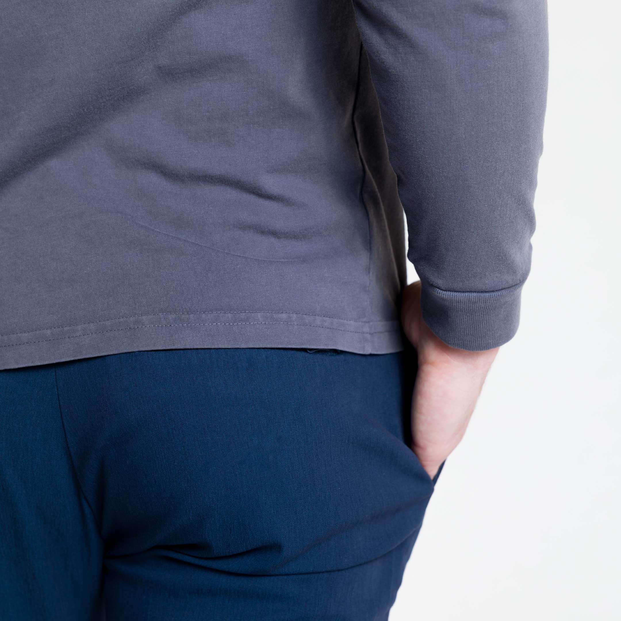 Washed Charcoal Long Sleeve Pima Cotton Henley - Image 6