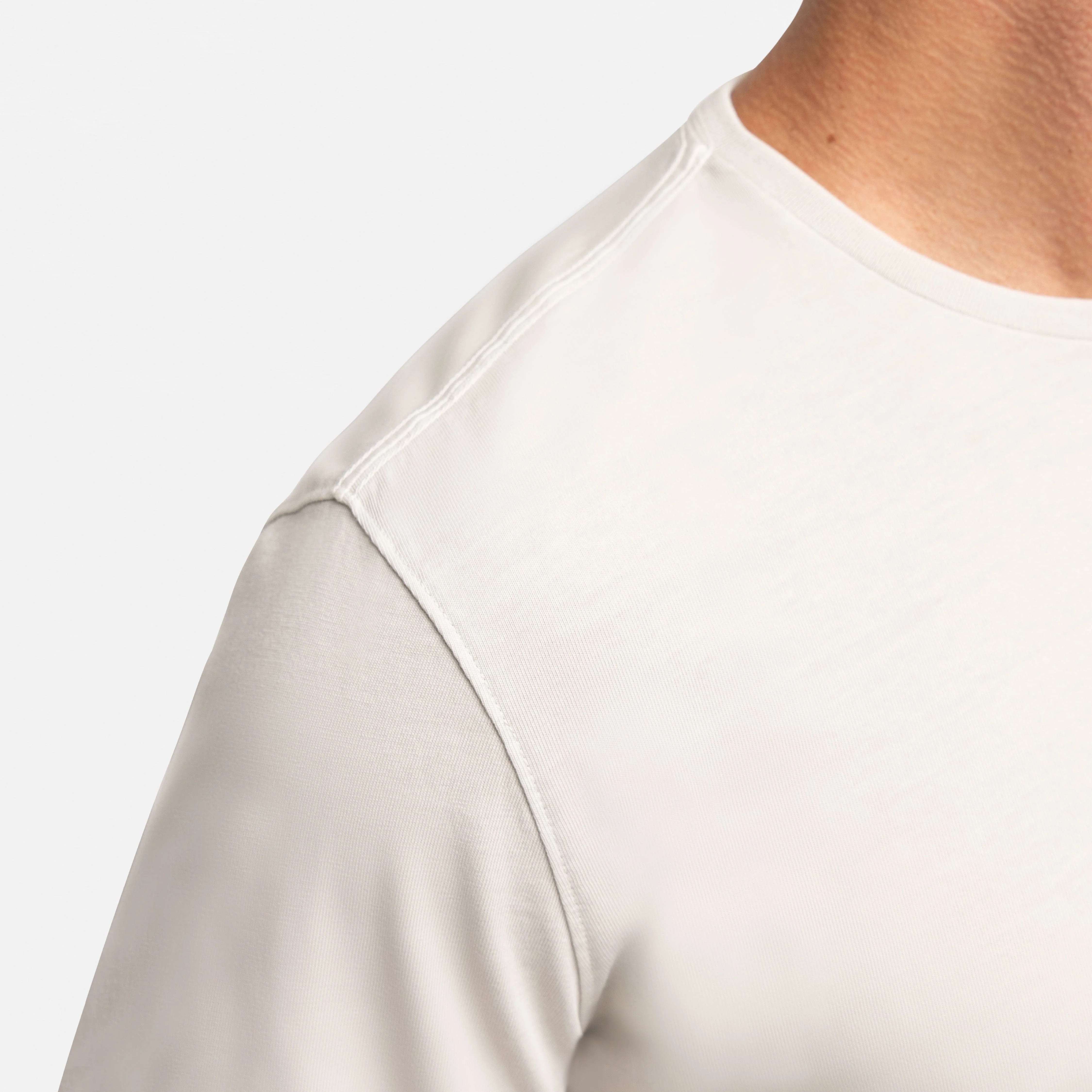Washed Oat Long Sleeve Pima Cotton Crew Neck Tee - Image 4