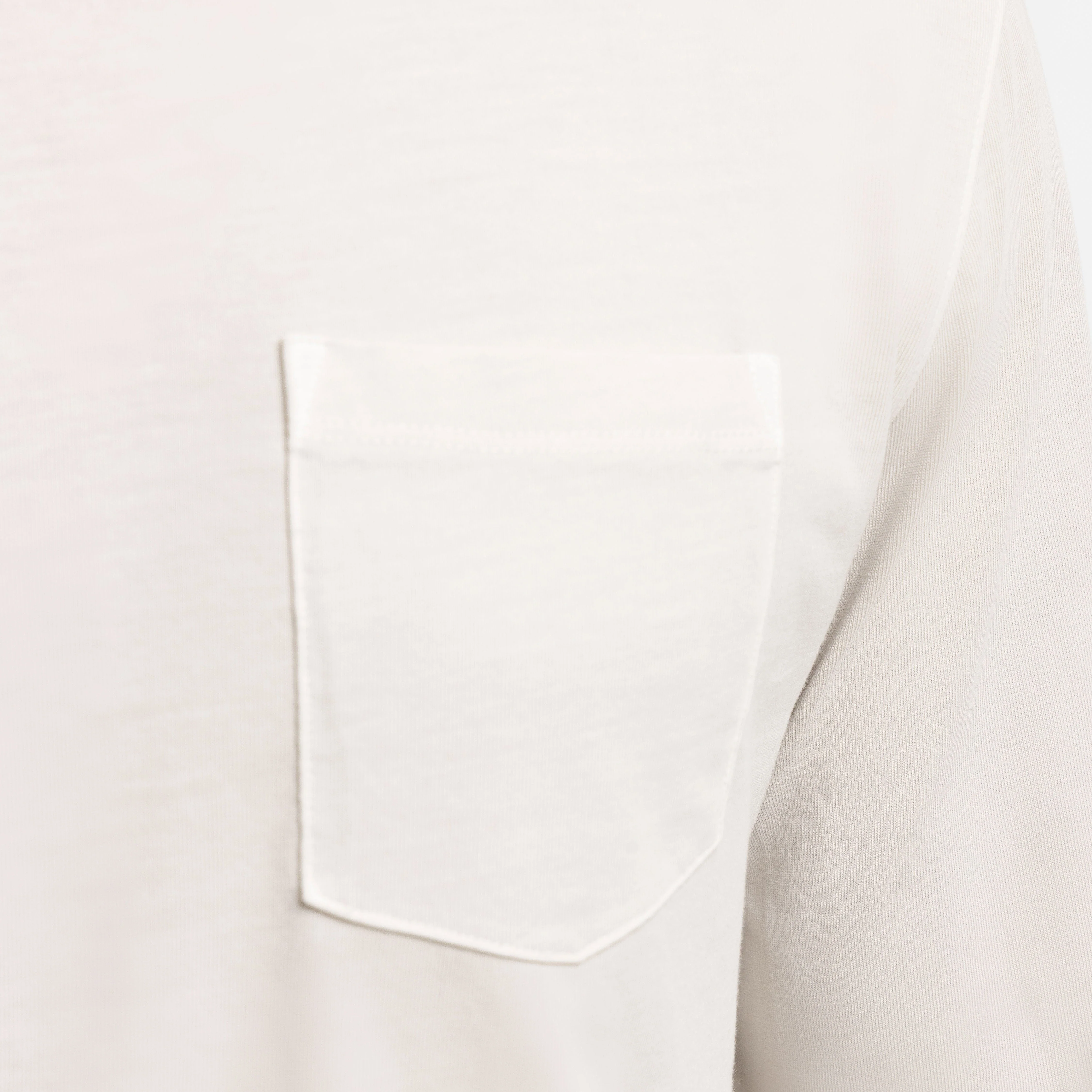 Washed Oat Long Sleeve Pima Cotton Crew Neck Tee - Image 5