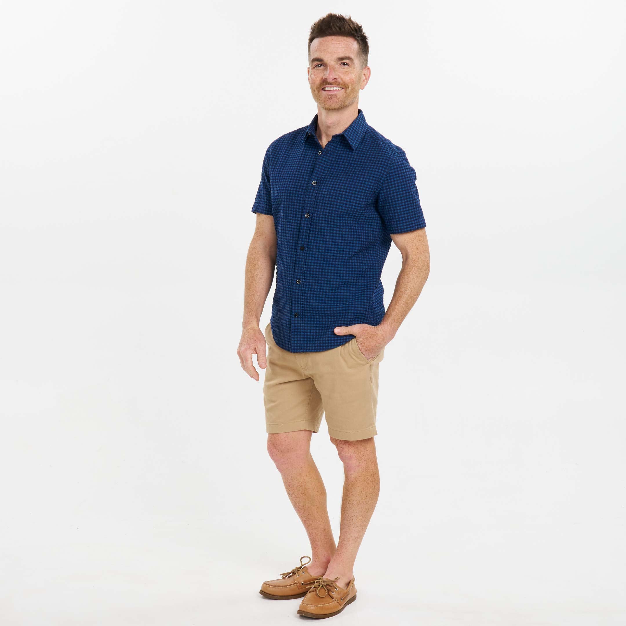Wharf Gingham Seersucker Short Sleeve Shirt - Image 2