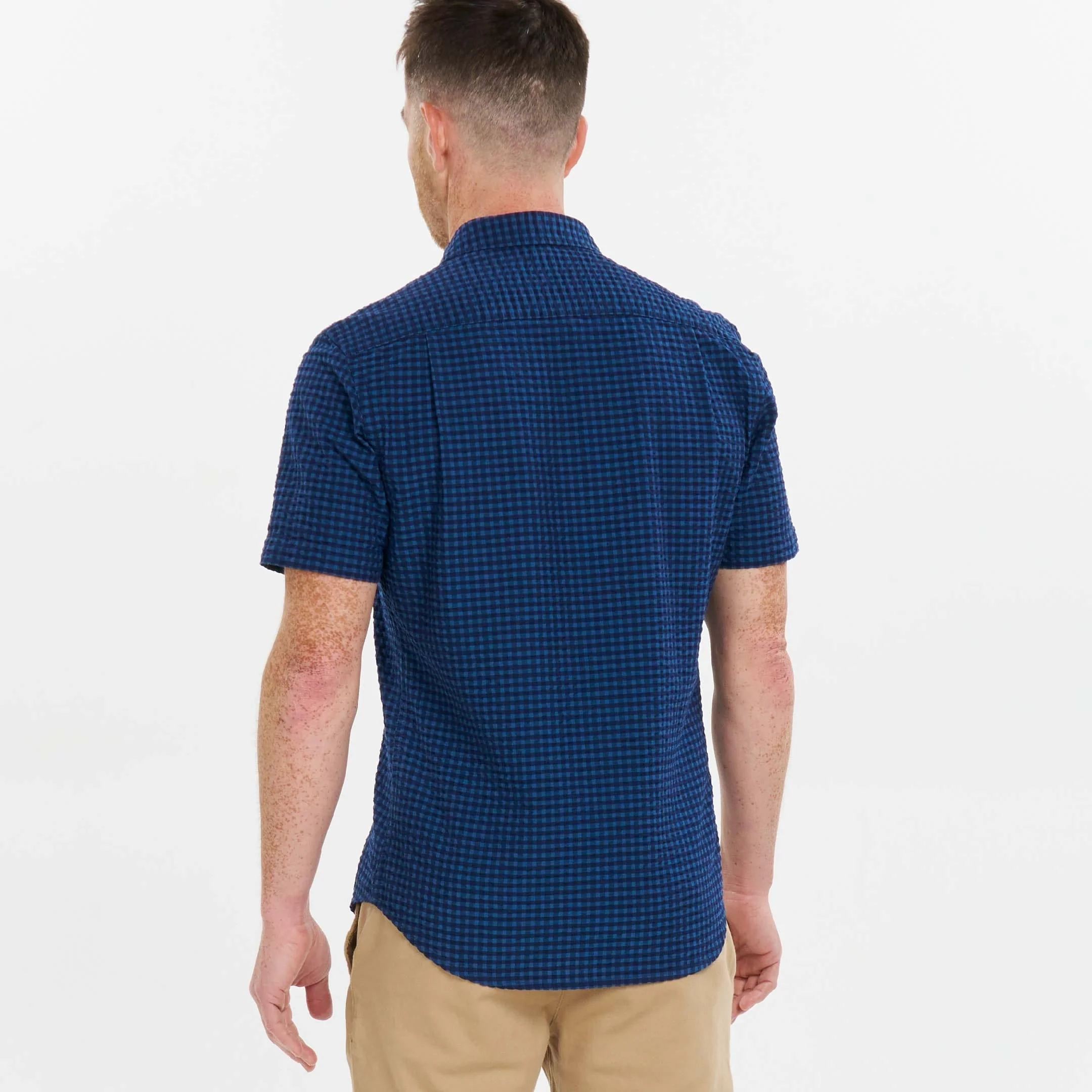 Wharf Gingham Seersucker Short Sleeve Shirt - Image 3