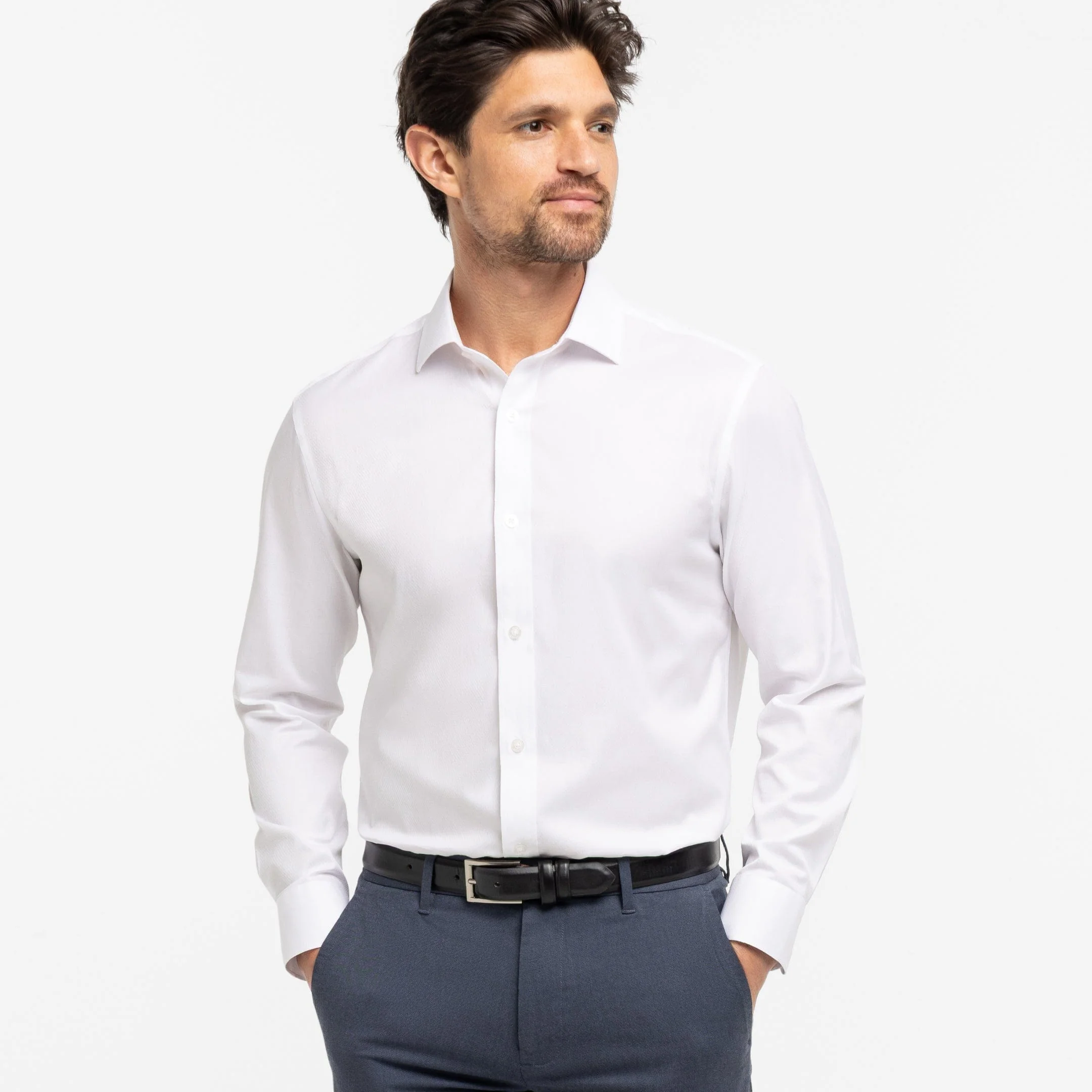 White Dobby Dress Shirt