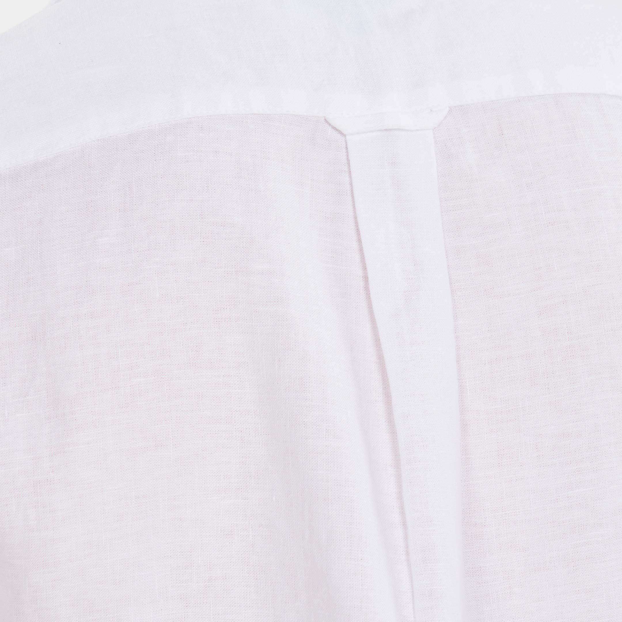 White Linen Camp Collar Short Sleeve Shirt - Image 5