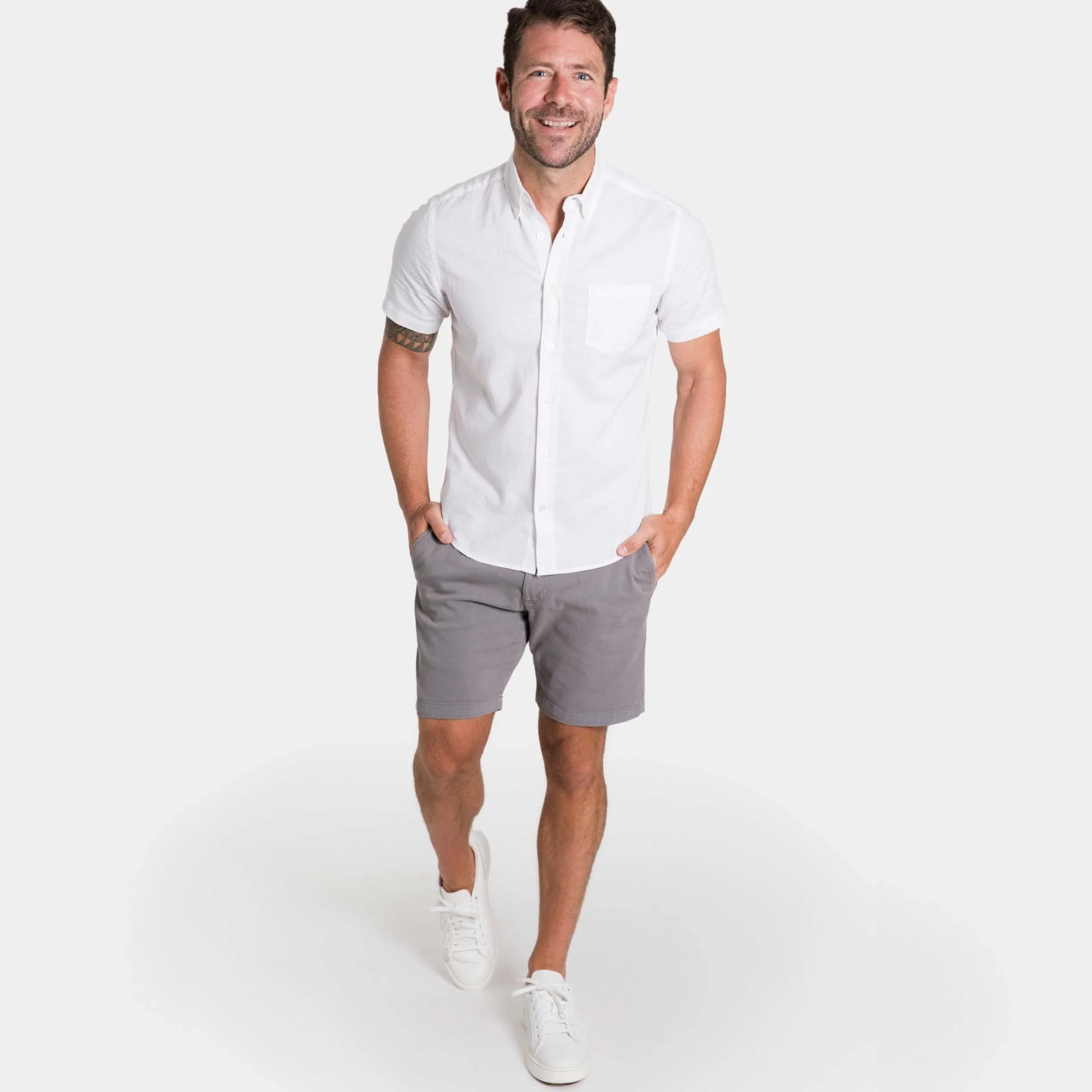 White Linen Short Sleeve Shirt - Image 2