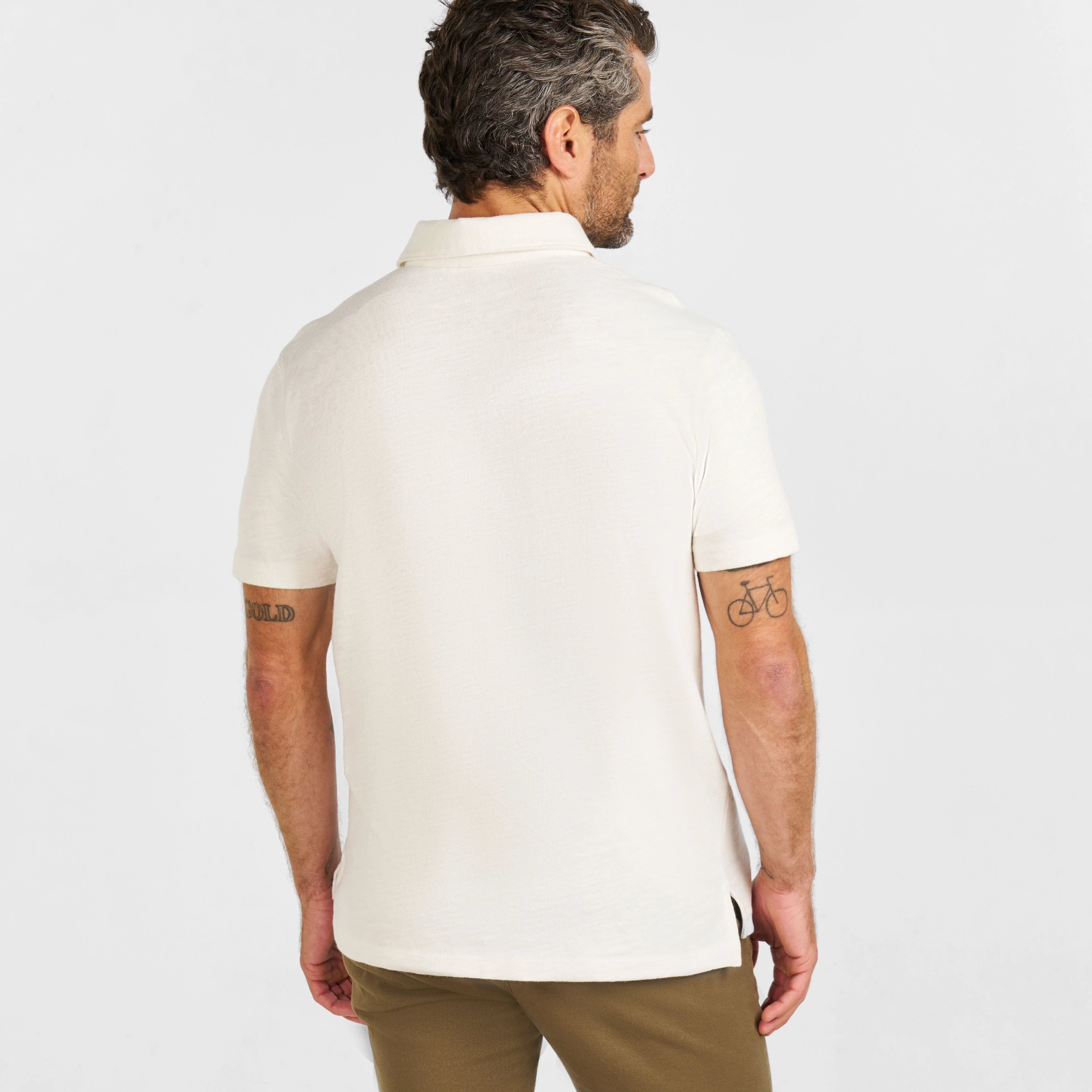White Textured Polo - Image 3